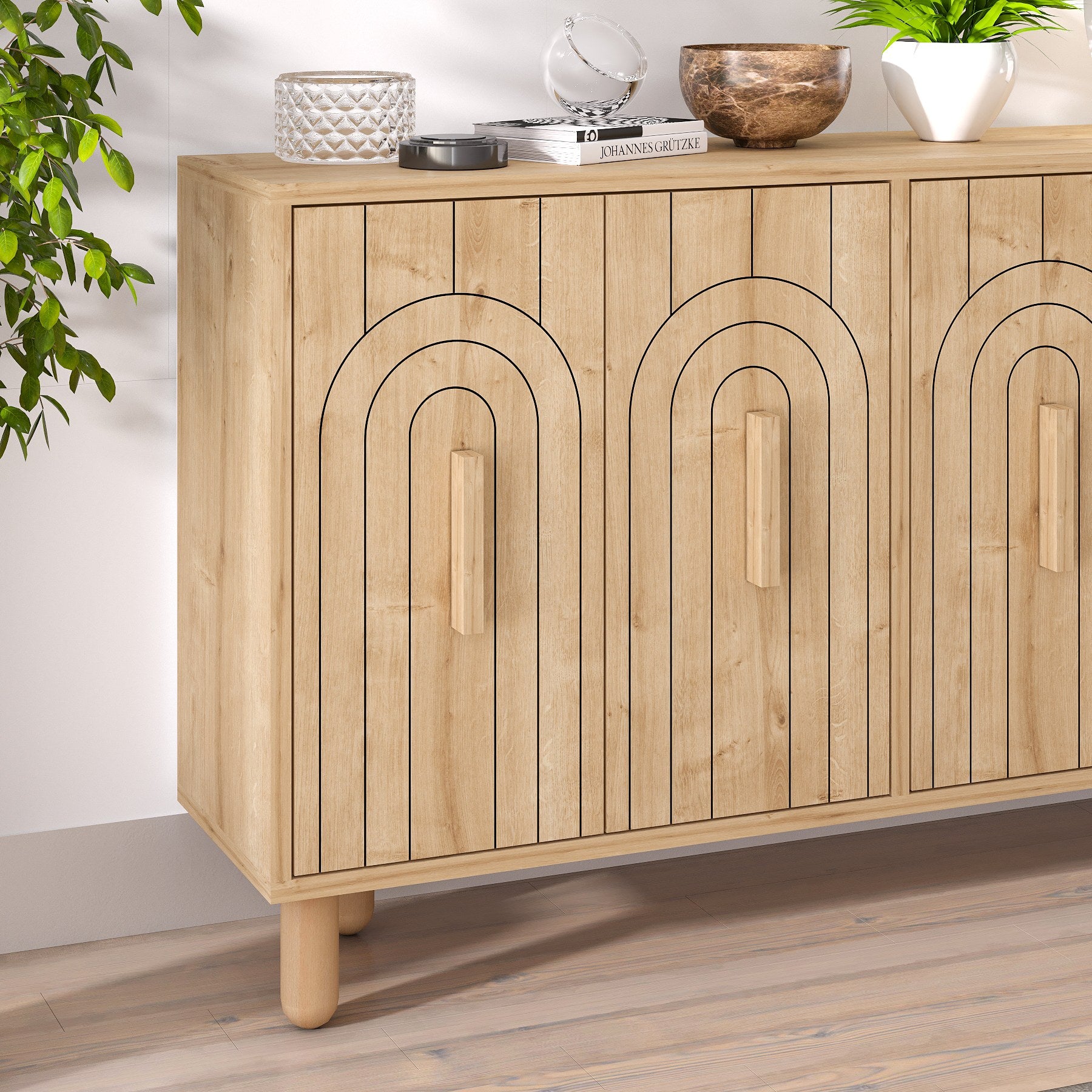 Aparador – 120 cm x 73.6 cm x 29.6 cm – Carvalho Saphire – Painel de partículas com revestimento em melamina