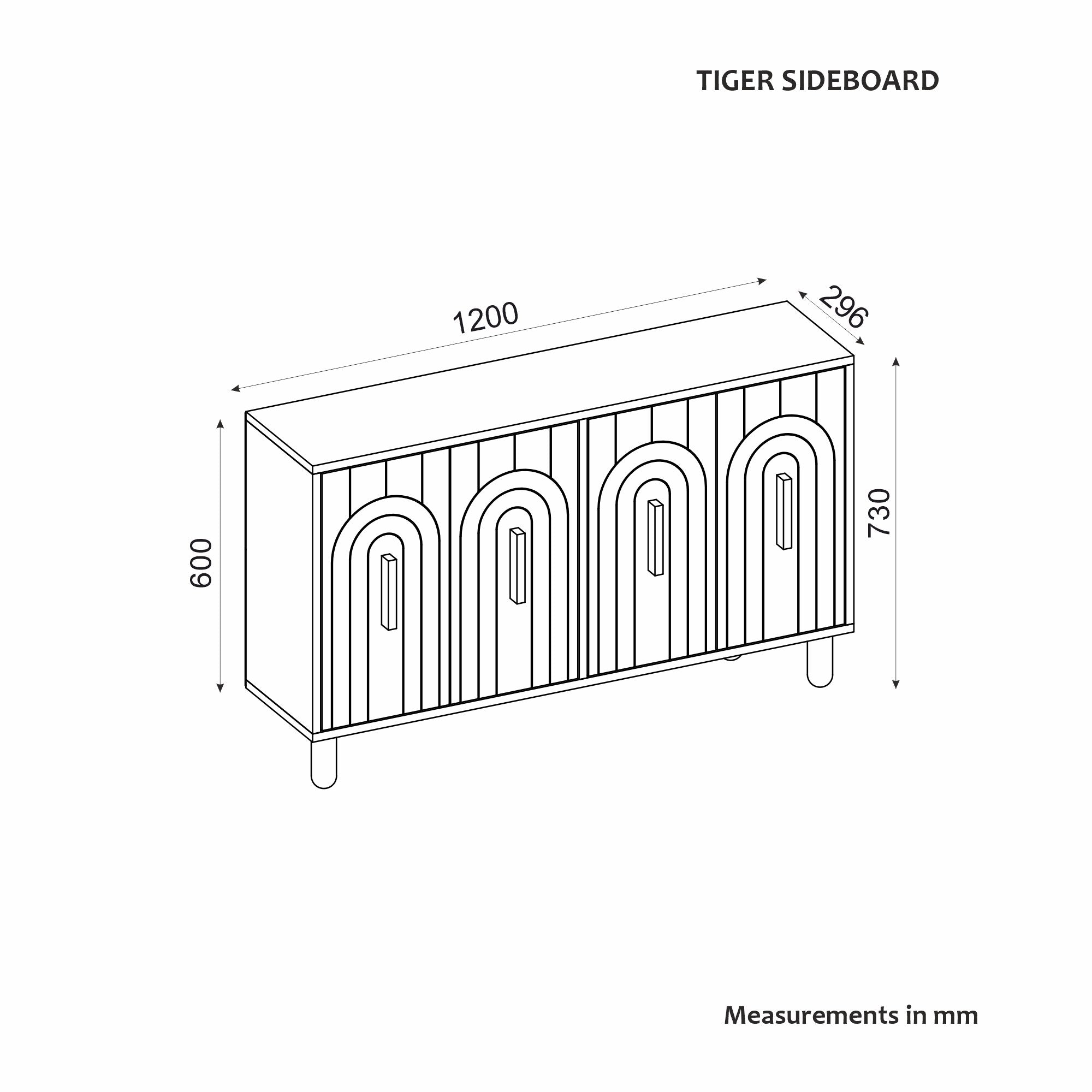 Aparador – 120 cm x 73,6 cm x 29,6 cm – Nogueira – Painéis de partículas revestidos a melamina