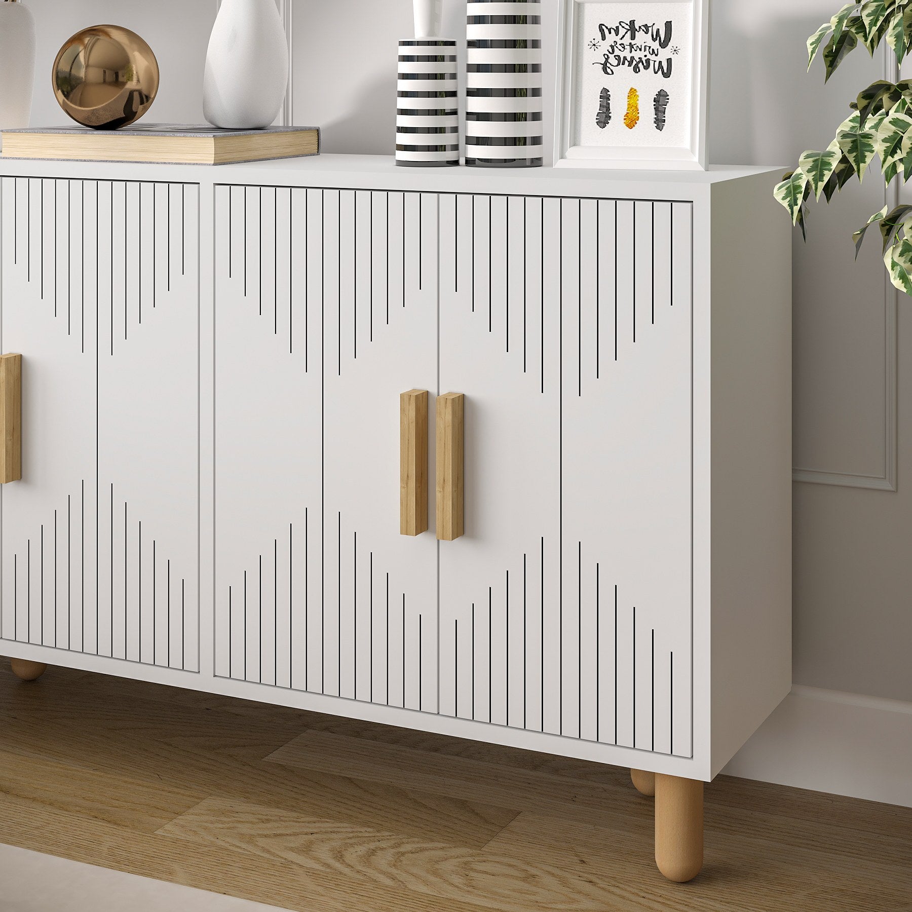 Aparador – 120cm x 73.6cm x 29.6cm – Branco – Painel de Partículas