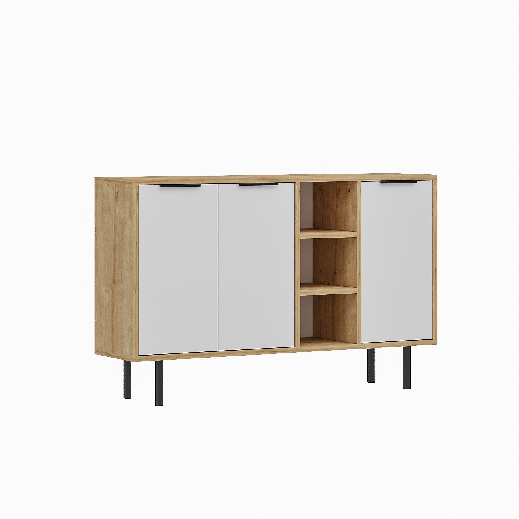 Aparador – 120cm x 75cm x 29.6cm – Carvalho Safira e Branco – Melamina