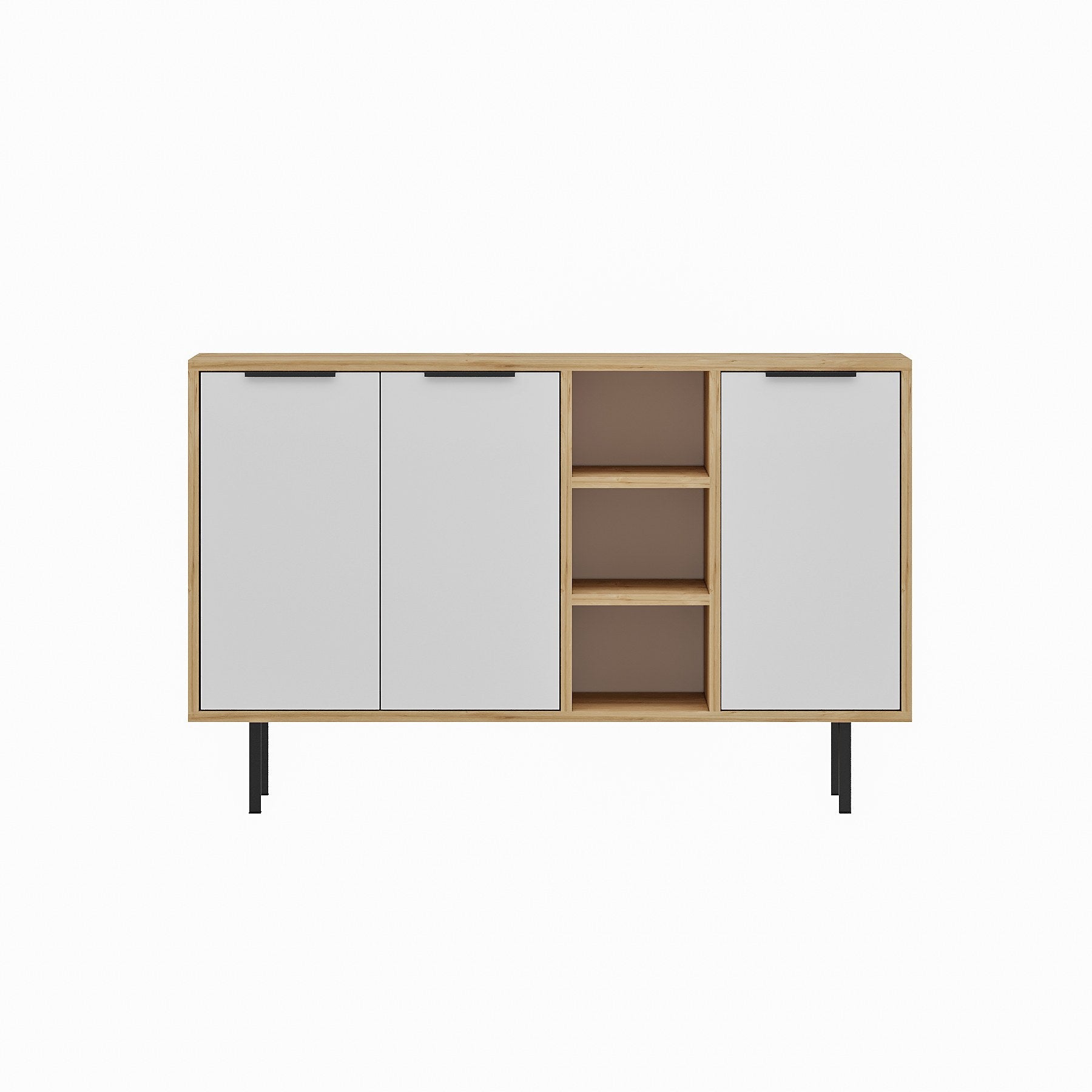 Aparador – 120cm x 75cm x 29.6cm – Carvalho Safira e Branco – Melamina