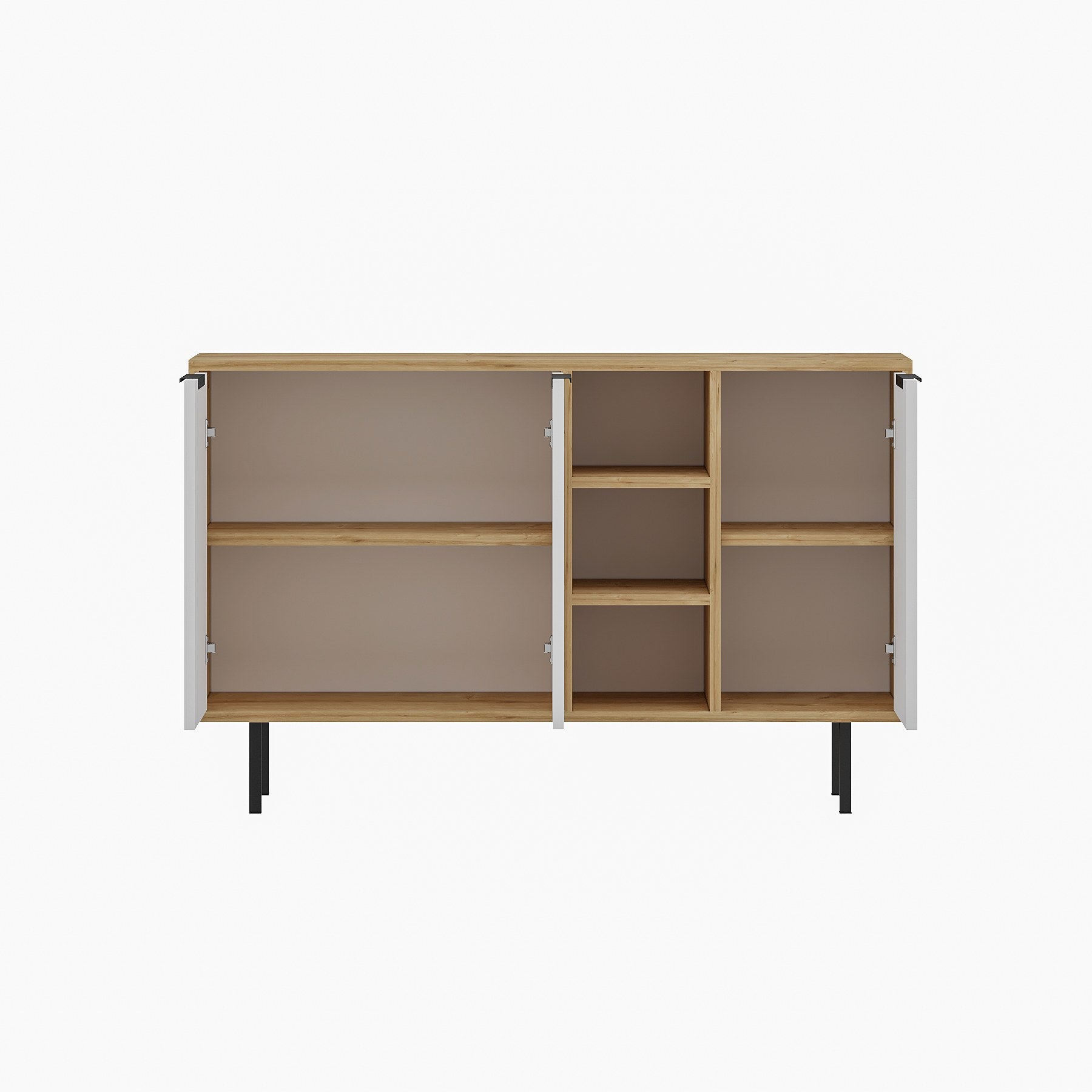 Aparador – 120cm x 75cm x 29.6cm – Carvalho Safira e Branco – Melamina