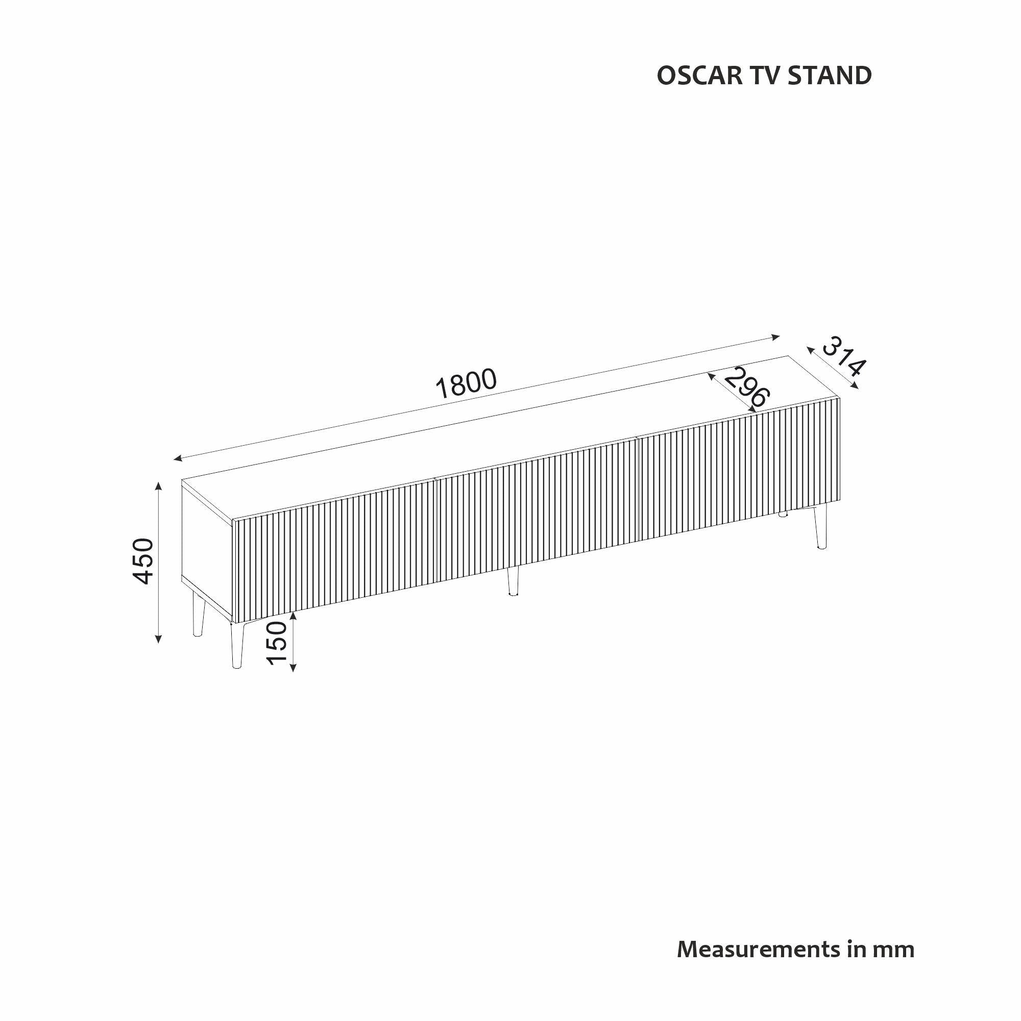 Móvel de TV – 180 cm x 45 cm x 31,4 cm – Branco – MDF