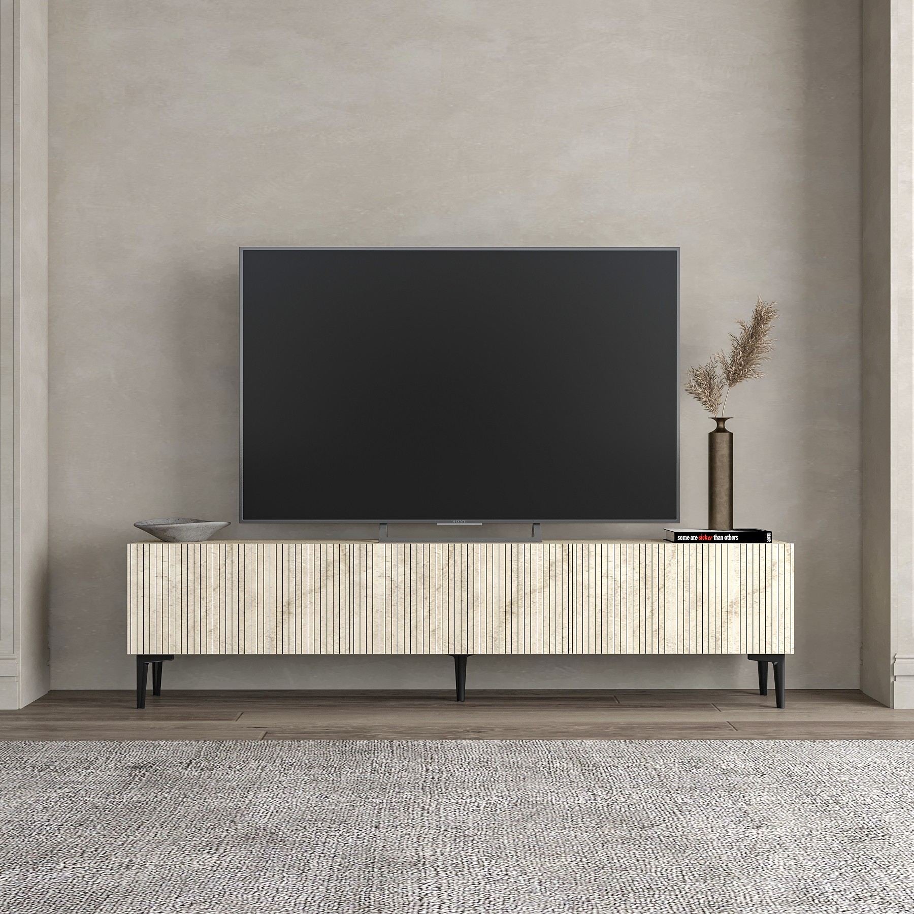 Móvel de TV – 180 cm x 45 cm x 31,4 cm – Travertino – MDF com melamina