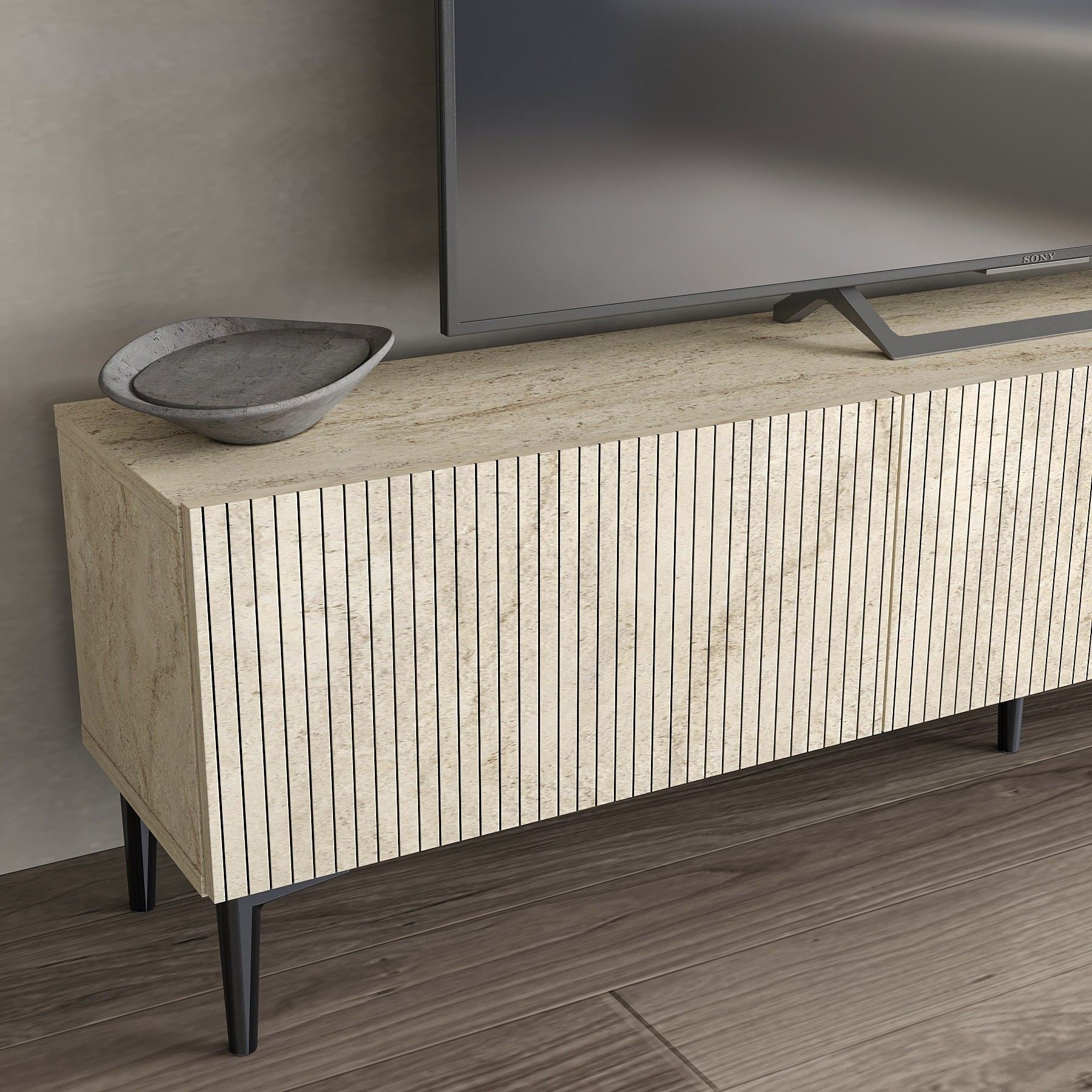 Móvel de TV – 180 cm x 45 cm x 31,4 cm – Travertino – MDF com melamina