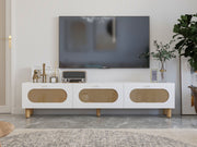 Móvel de TV – 180 cm – Branco e Rattan – MDF