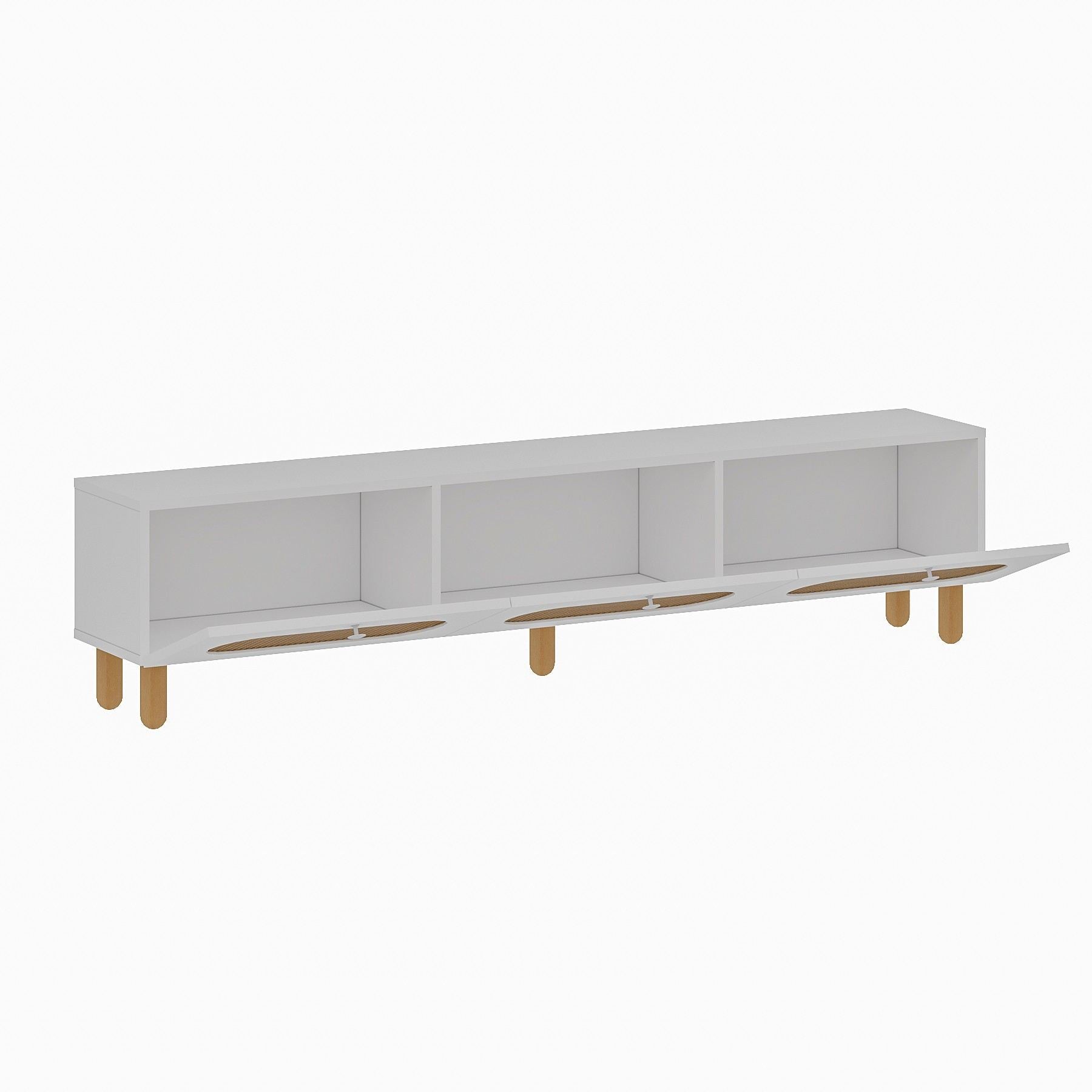 Móvel de TV – 180 cm – Branco e Rattan – MDF