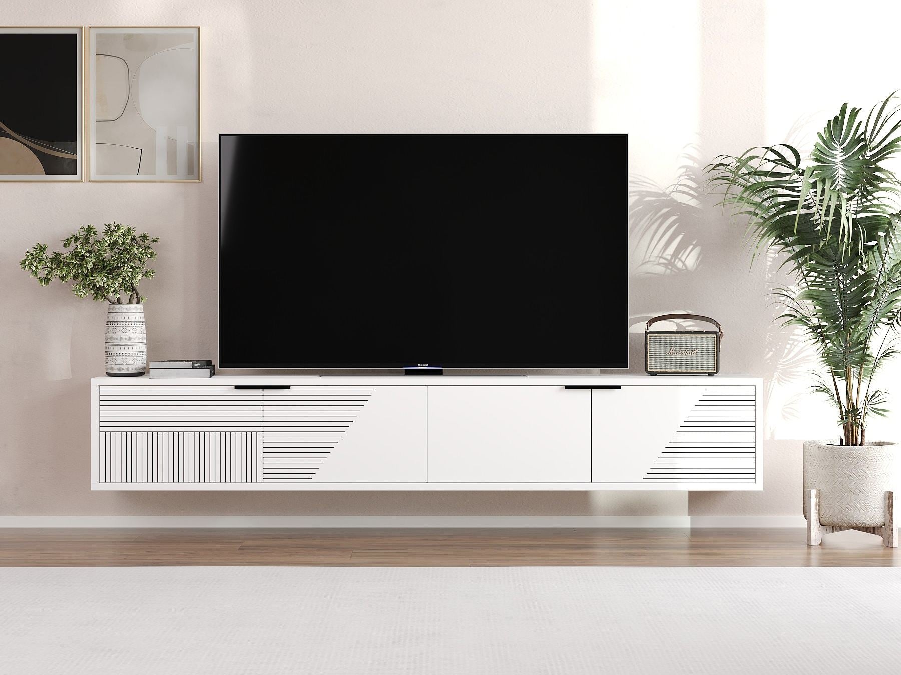 Móvel de TV – 180cm x 30cm x 30cm – Branco – MDF revestido de melamina