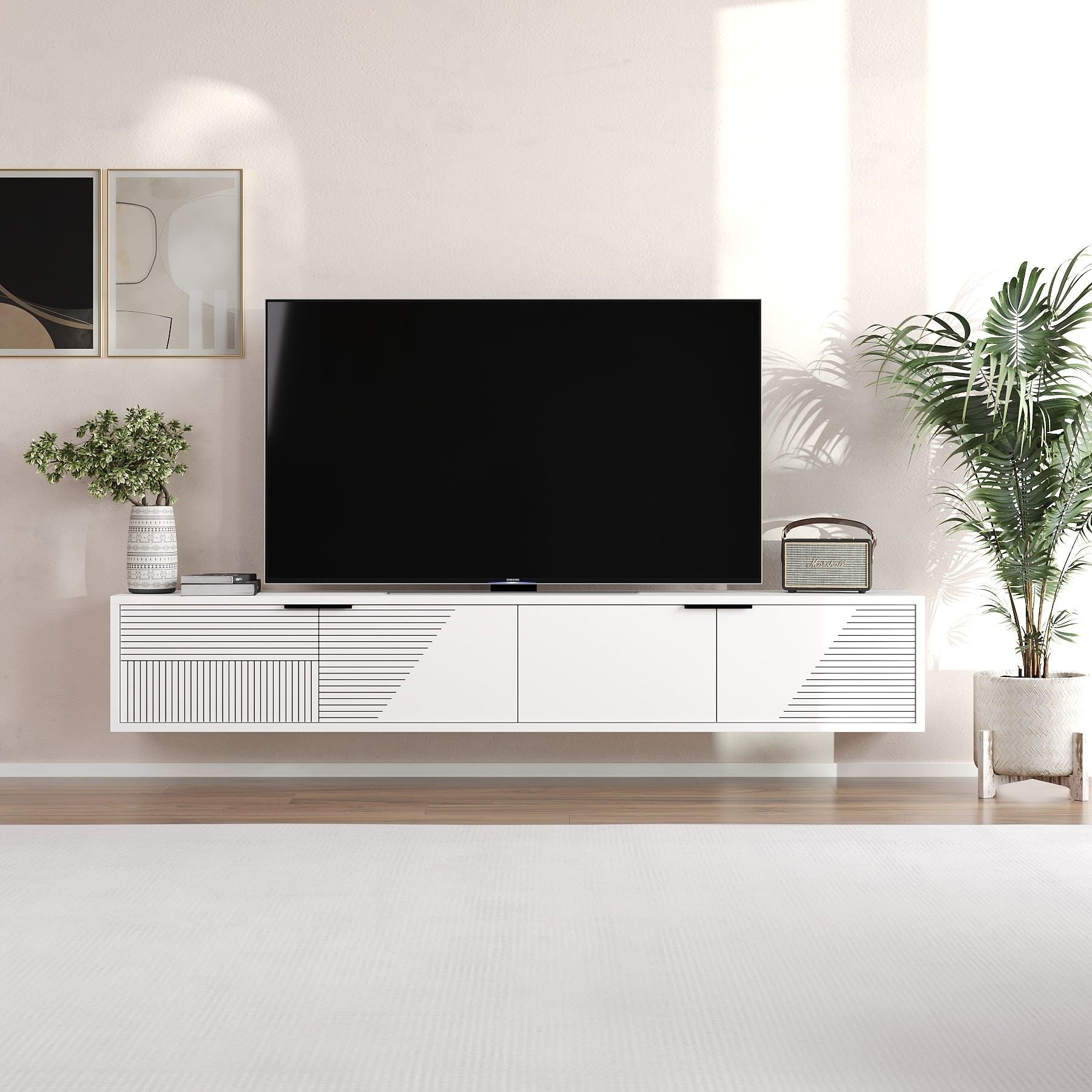 Móvel de TV – 180cm x 30cm x 30cm – Branco – MDF revestido de melamina