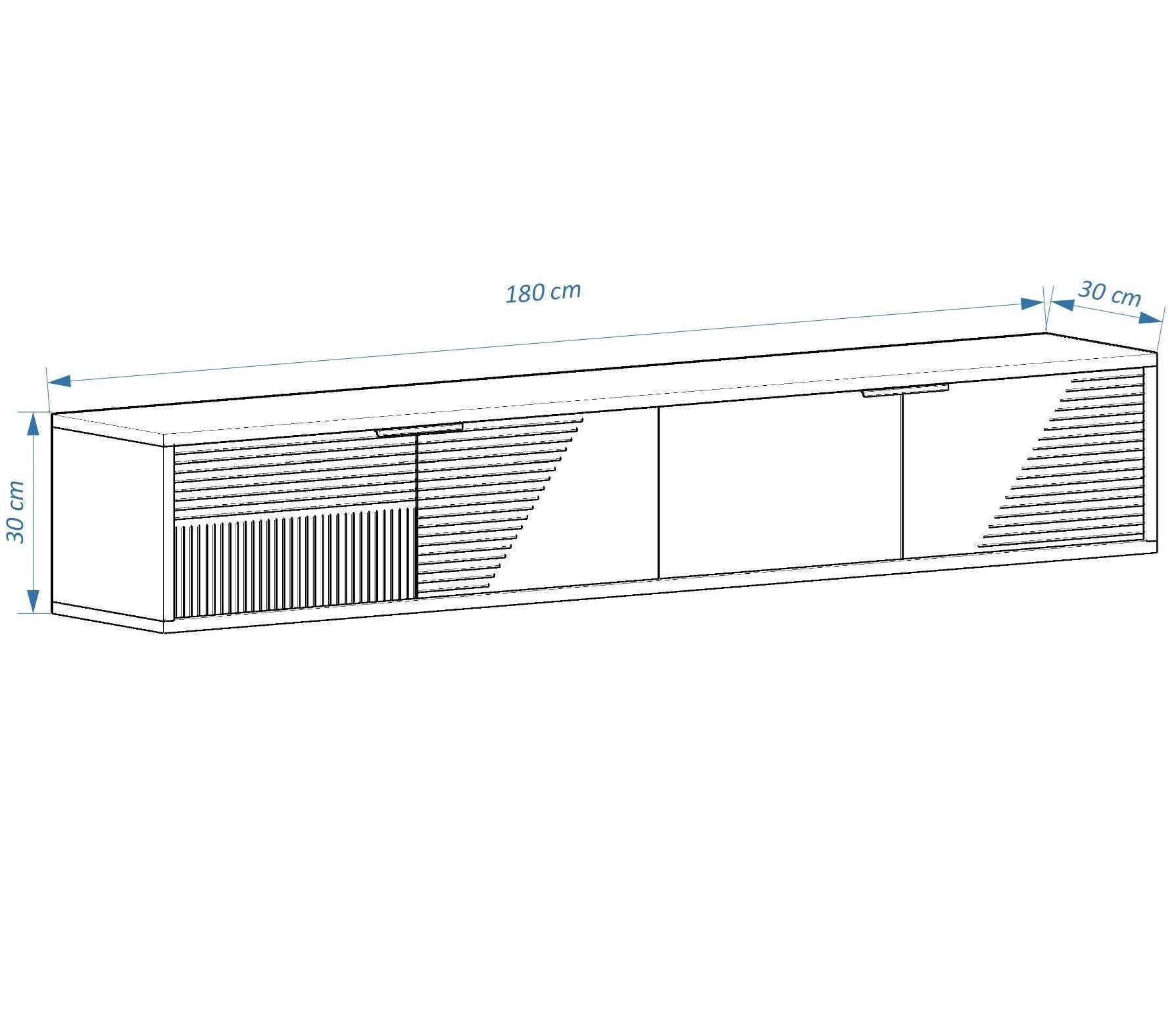 Móvel de TV – 180cm x 30cm x 30cm – Branco – MDF revestido de melamina