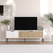 Móvel de TV – 150 cm x 45 cm x 30 cm – Branco e Rattan – MDF