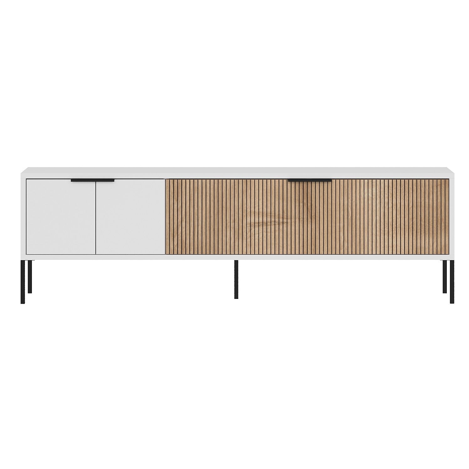 Móvel de TV – 150 cm x 45 cm x 30 cm – Branco e Rattan – MDF