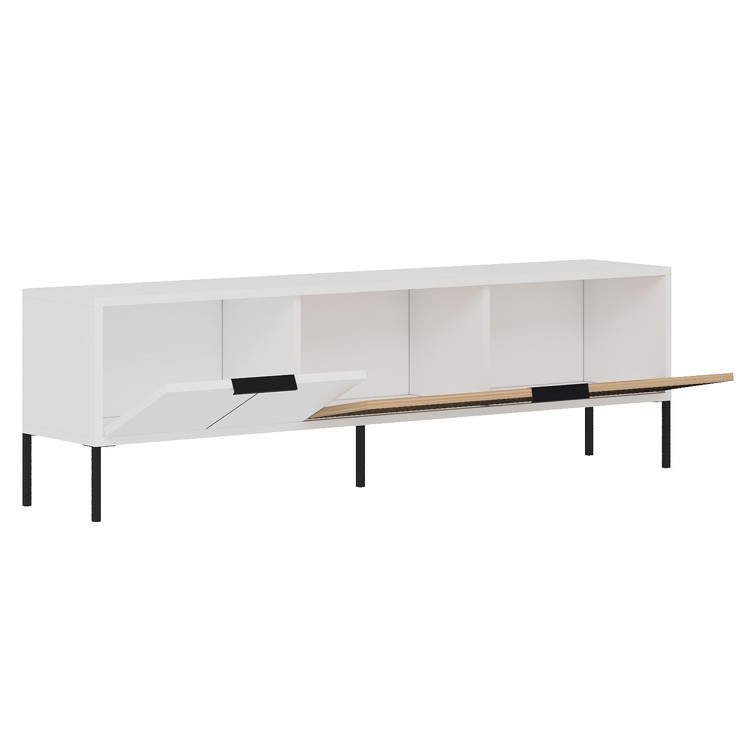 Móvel de TV – 150 cm x 45 cm x 30 cm – Branco e Rattan – MDF