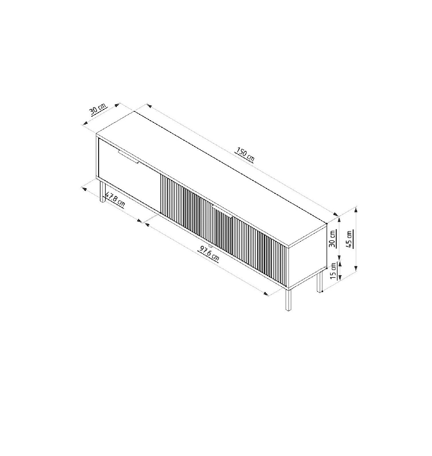 Móvel de TV – 150cm x 45cm x 30cm – Branco e Antracite – Painel de Partículas