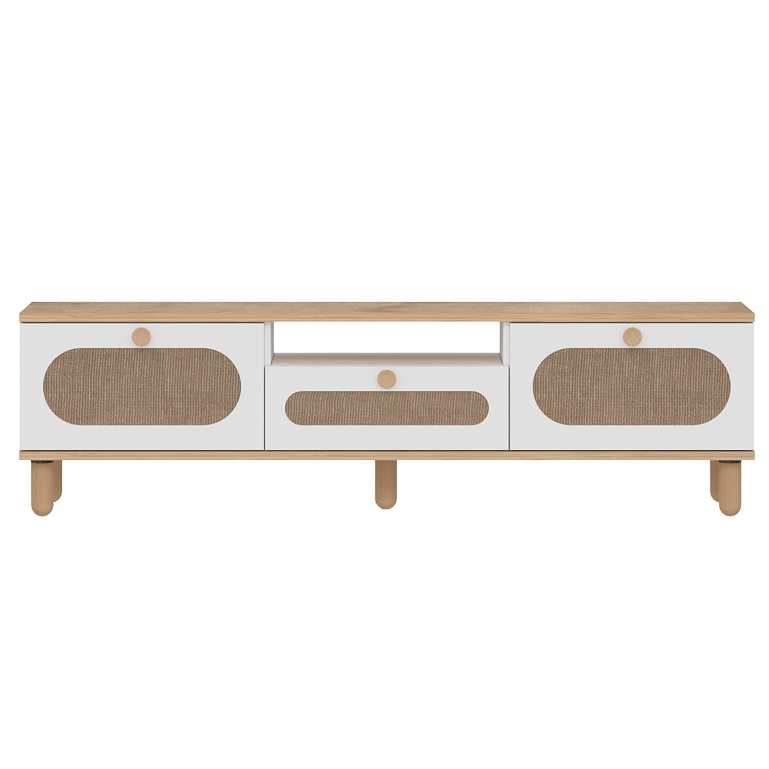Móvel de TV – 150 cm x 43 cm x 30 cm – Carvalho Safira e Branco – MDF