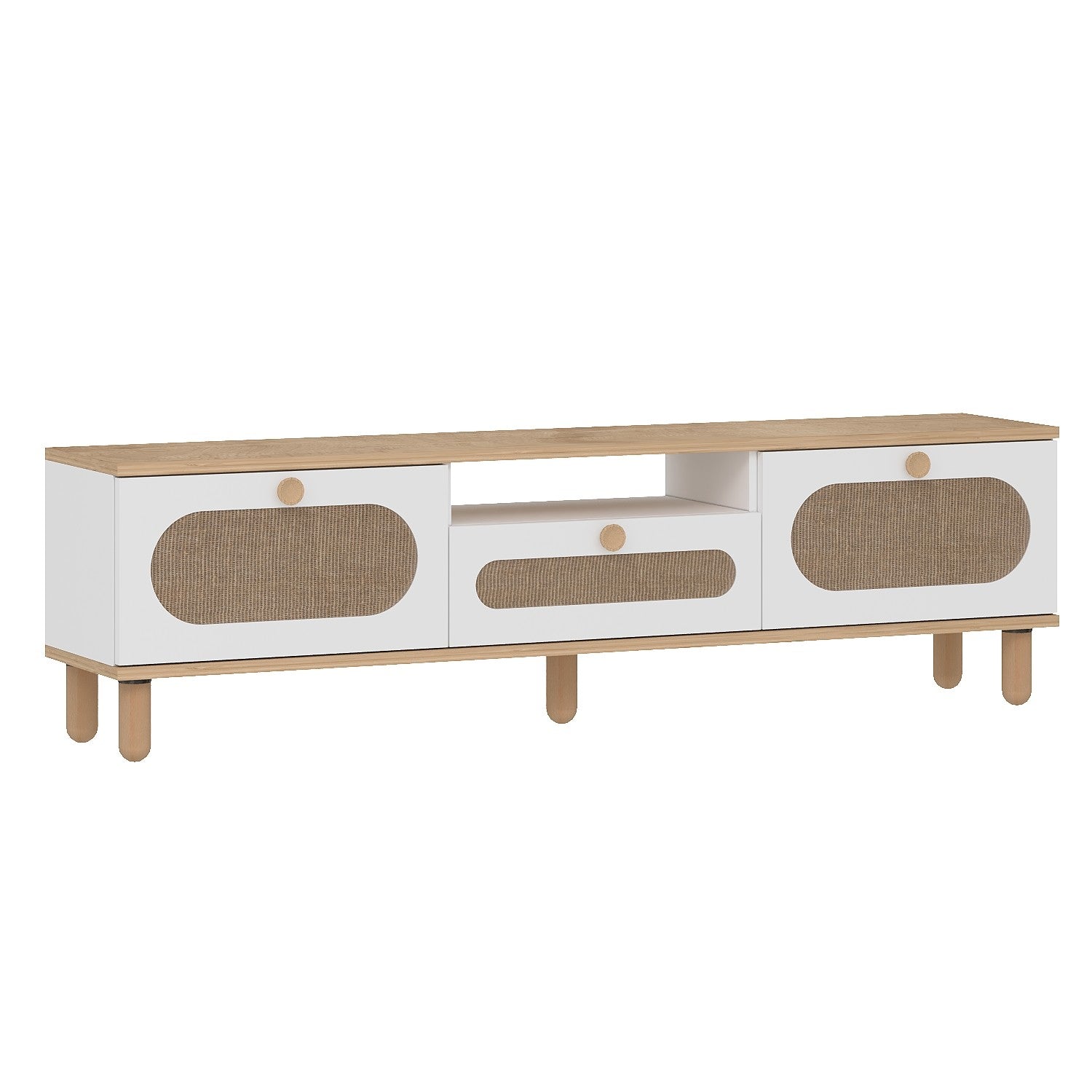 Móvel de TV – 150 cm x 43 cm x 30 cm – Carvalho Safira e Branco – MDF