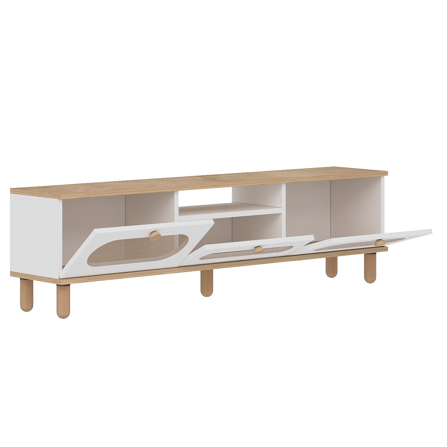 Móvel de TV – 150 cm x 43 cm x 30 cm – Carvalho Safira e Branco – MDF