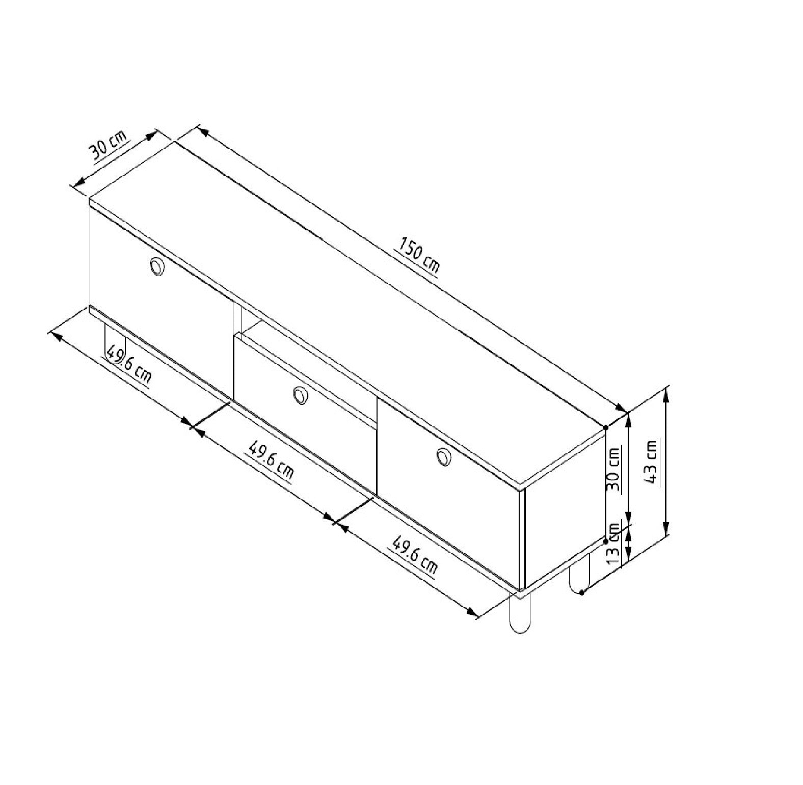 Móvel de TV – 150 cm x 43 cm x 30 cm – Carvalho Safira e Branco – MDF