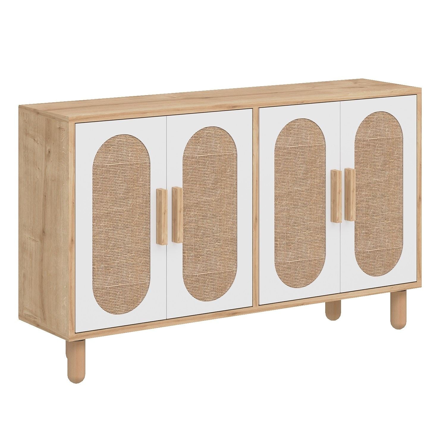 Aparador de aglomerado revestido de melamina – 120 cm x 73 cm x 30 cm – Carvalho Safira e Noz