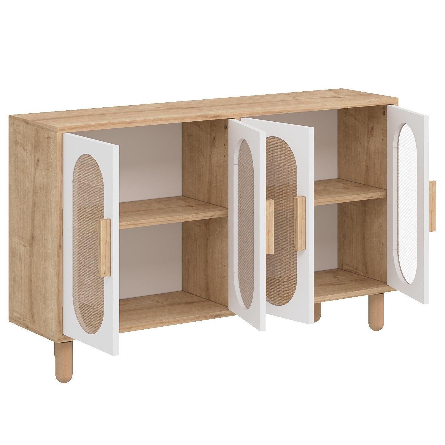 Aparador de aglomerado revestido de melamina – 120 cm x 73 cm x 30 cm – Carvalho Safira e Noz