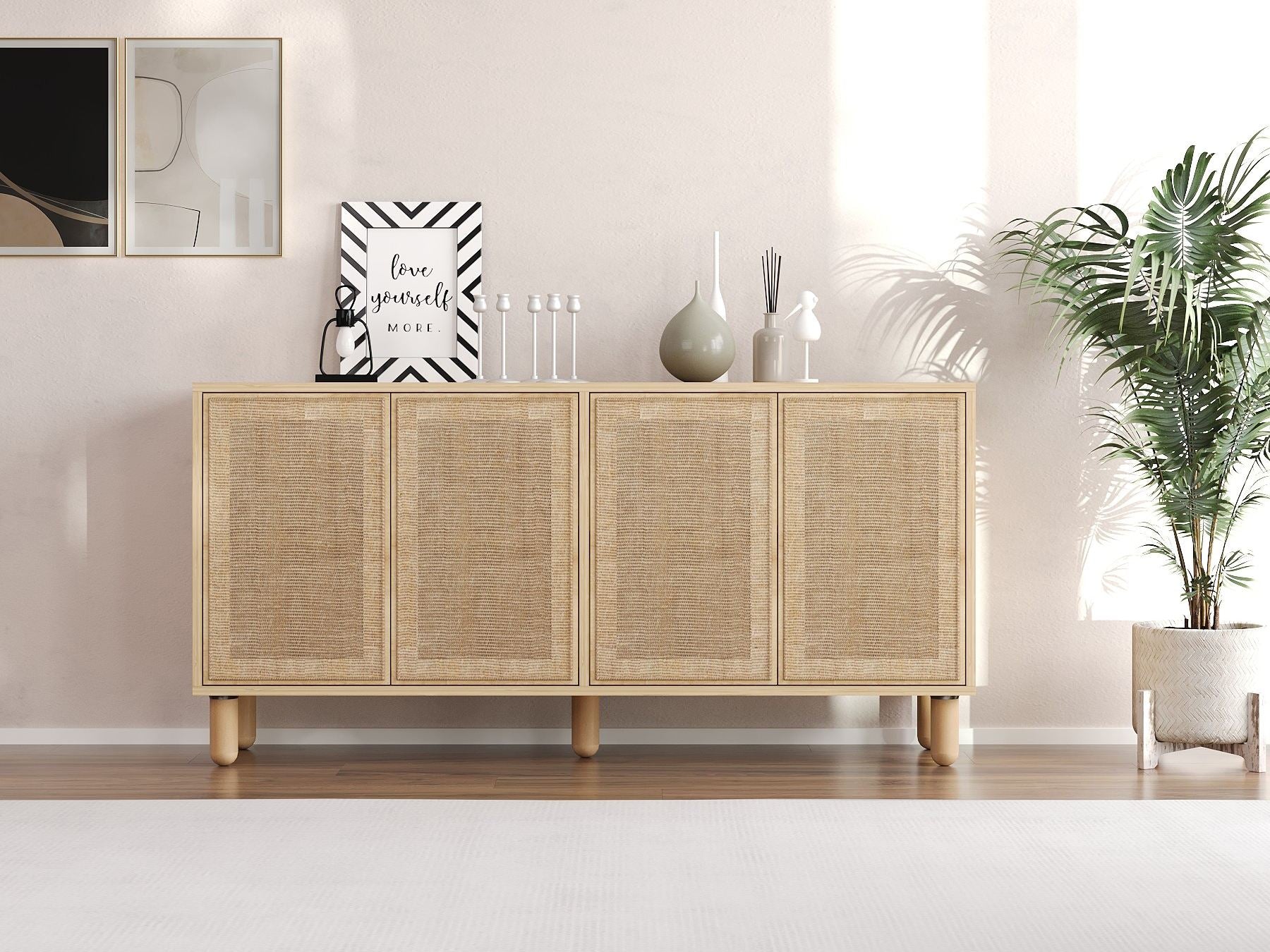 Aparador – 150 cm x 73 cm x 36 cm – Carvalho Safira – Aglomerado revestido de melamina