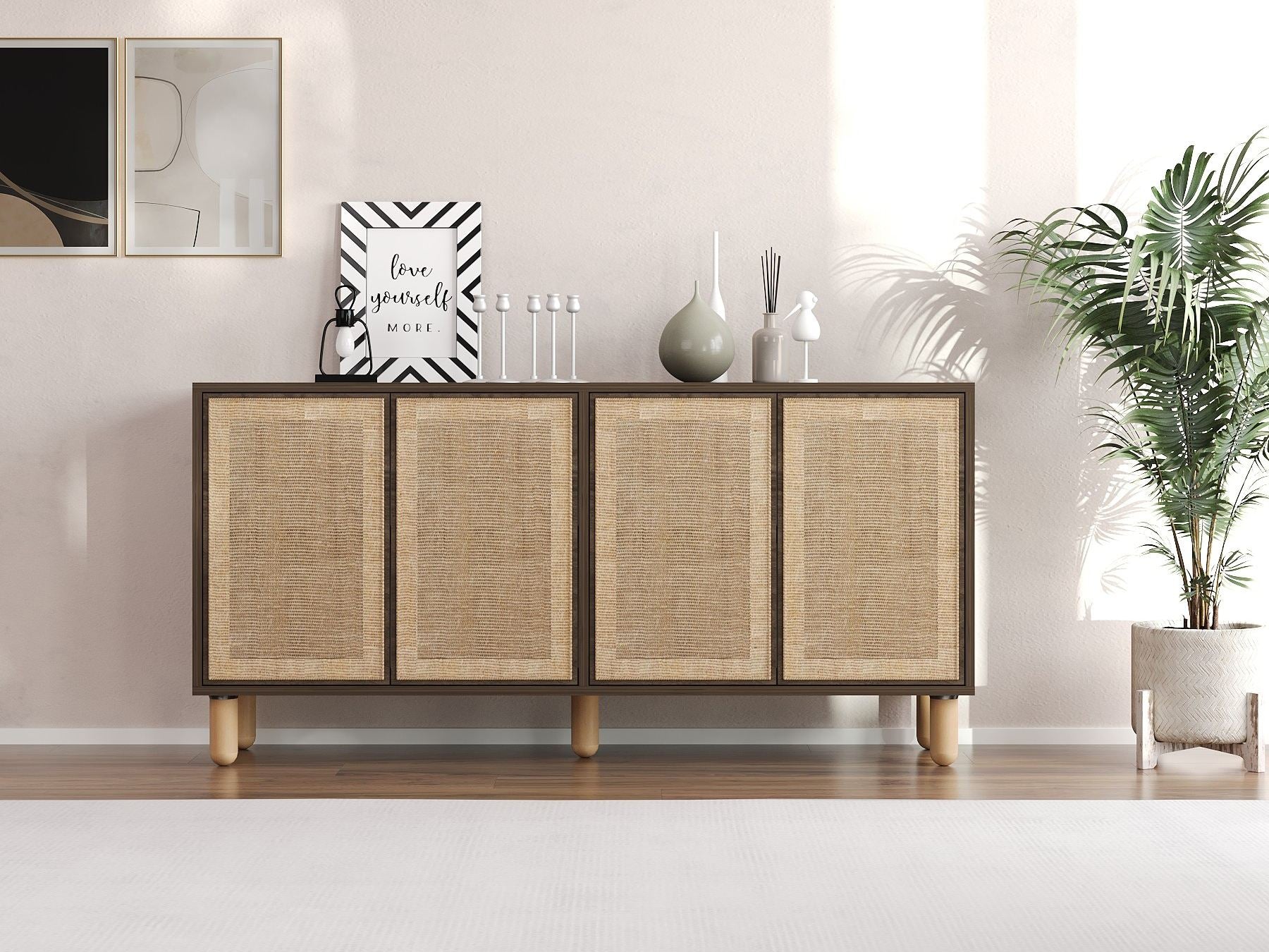 Aparador – 150 cm x 73 cm x 36 cm – Nogueira – Aglomerado revestido de melamina