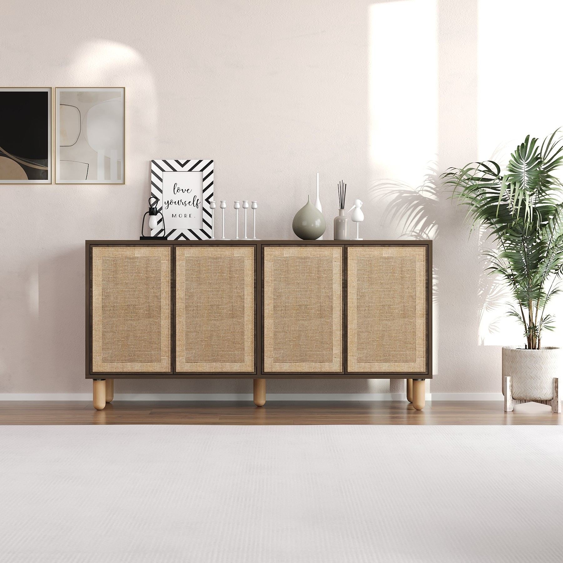 Aparador – 150 cm x 73 cm x 36 cm – Nogueira – Aglomerado revestido de melamina