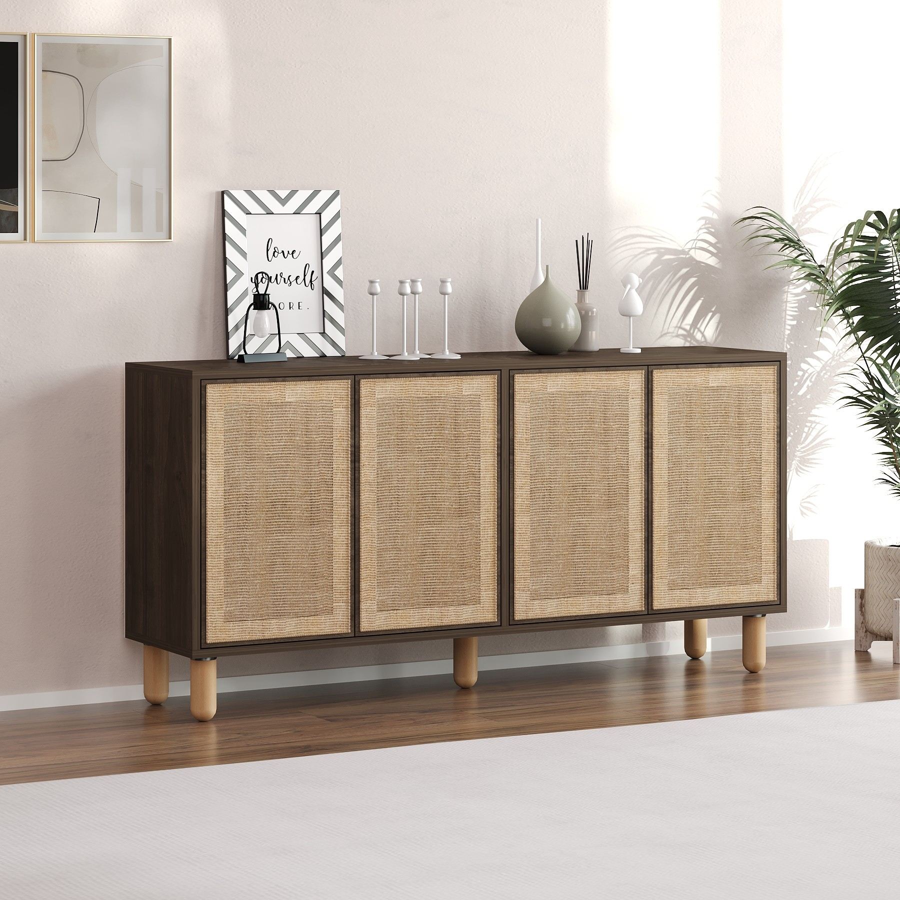 Aparador – 150 cm x 73 cm x 36 cm – Nogueira – Aglomerado revestido de melamina