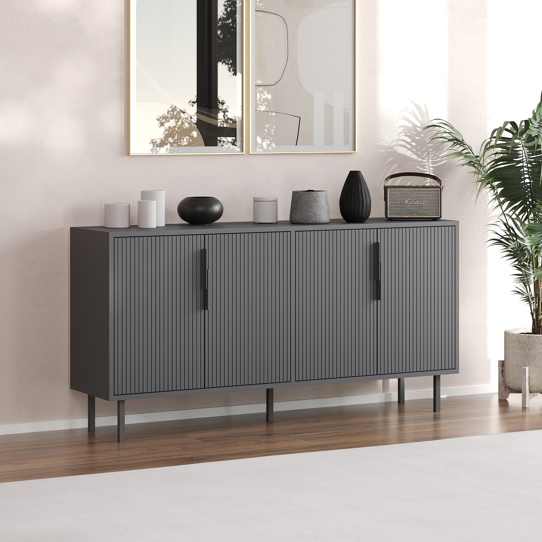 Aparador – 150cm x 75cm x 36cm – Antracite – Aglomerado revestido de melamina