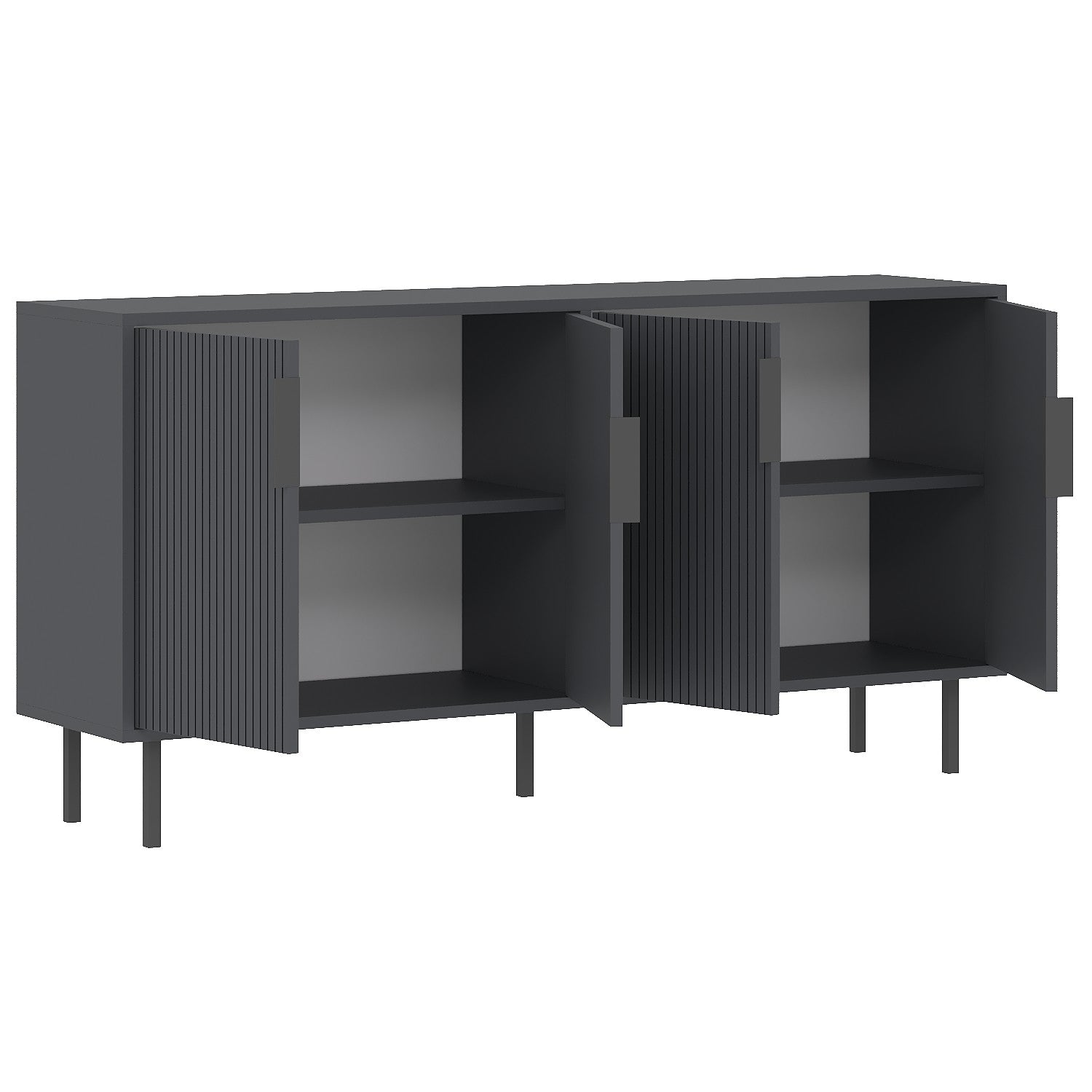 Aparador – 150cm x 75cm x 36cm – Antracite – Aglomerado revestido de melamina