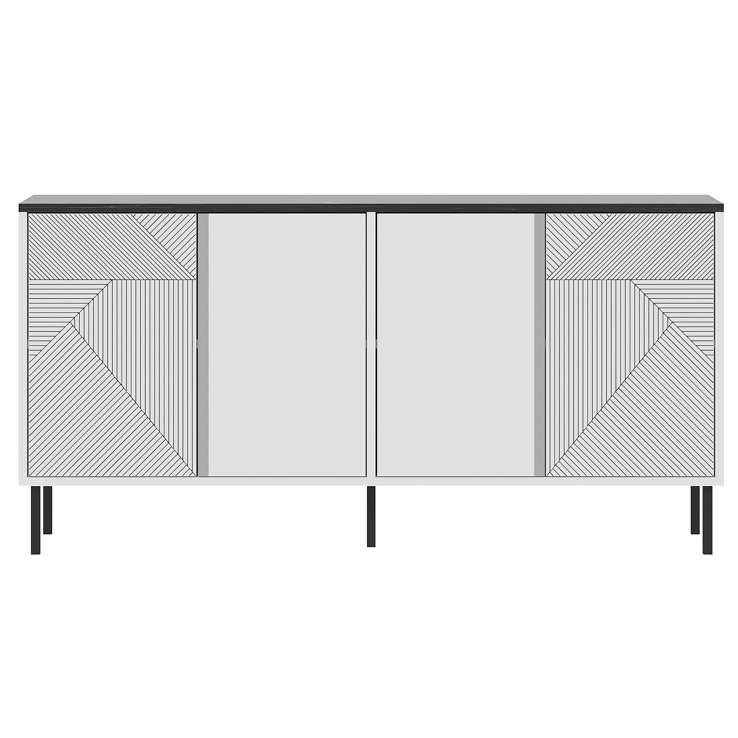 Aparador – 150 cm x 75 cm x 36 cm – Branco e Royal – Aglomerado com revestimento de melamina