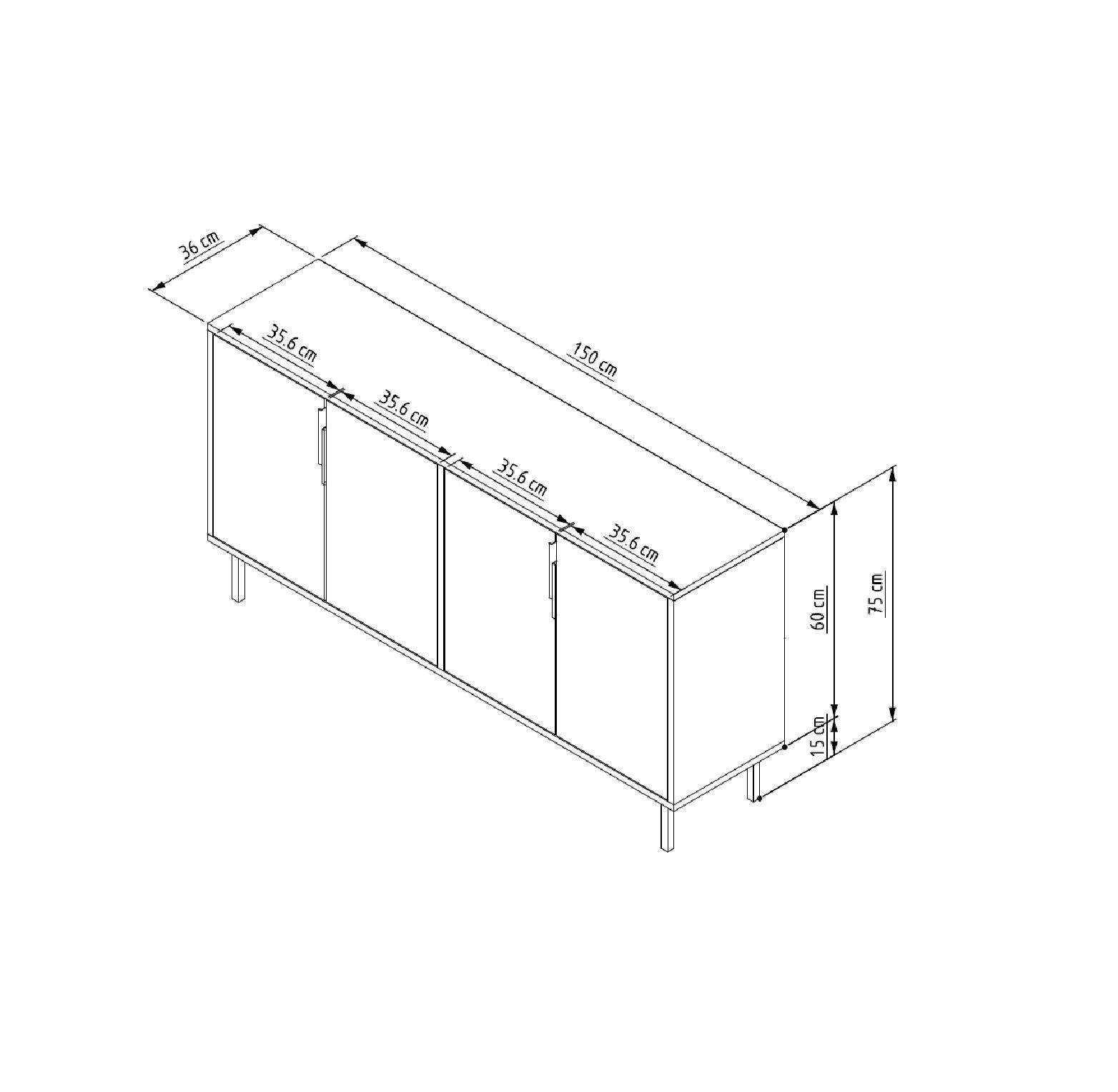 Aparador – 150 cm x 75 cm x 36 cm – Branco – MDF