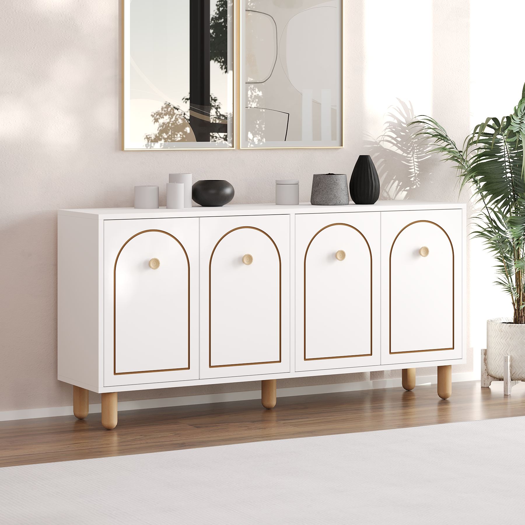 Aparador – 150 cm x 73 cm x 36 cm – Branco – Aglomerado revestido de melamina