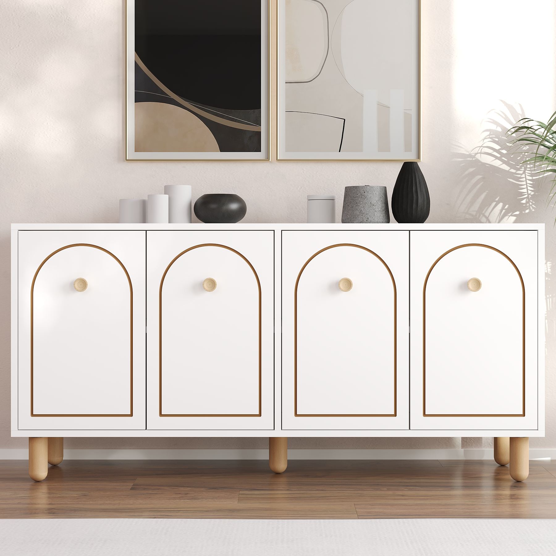Aparador – 150 cm x 73 cm x 36 cm – Branco – Aglomerado revestido de melamina