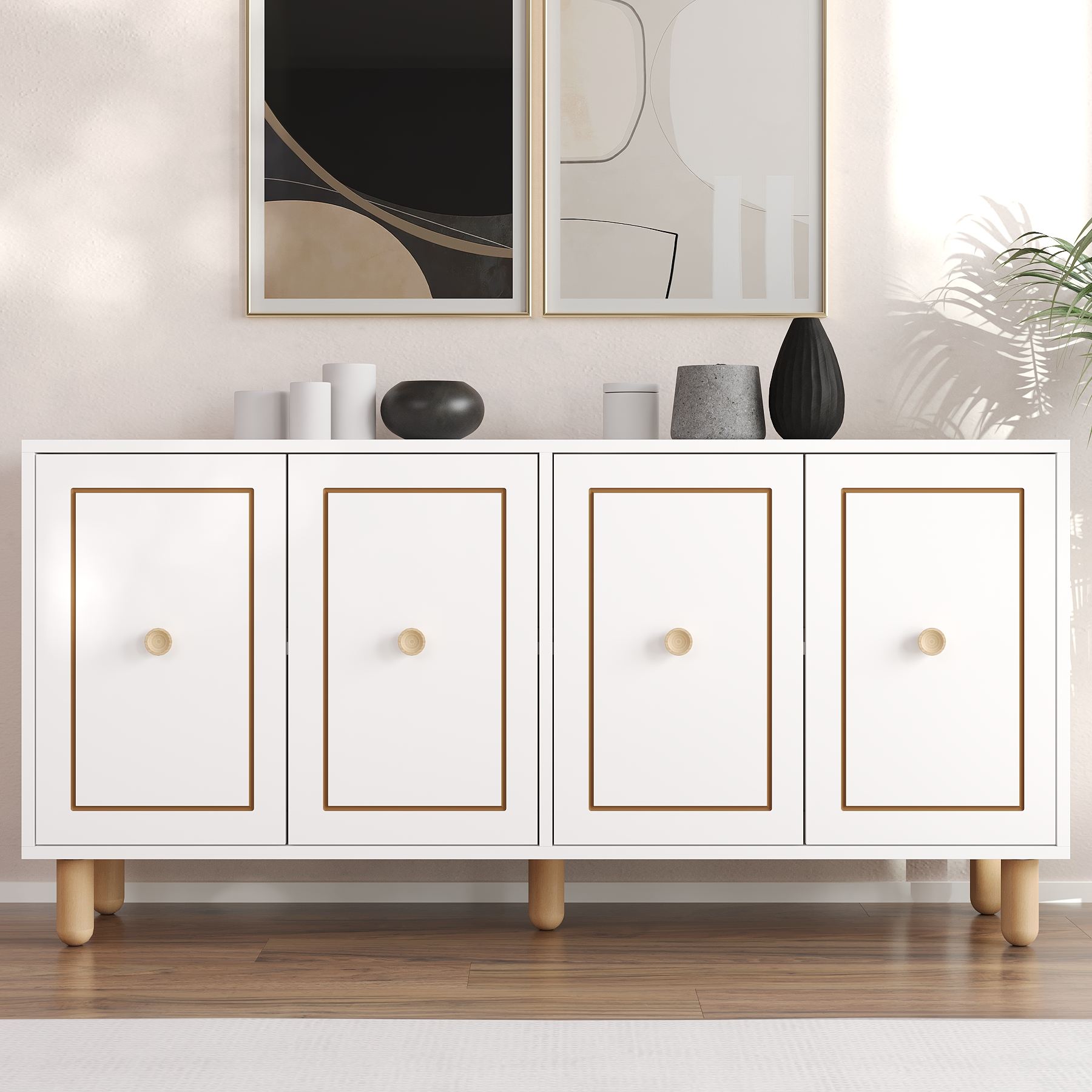 Aparador – 150 cm x 73 cm x 36 cm – Branco – Aglomerado revestido de melamina