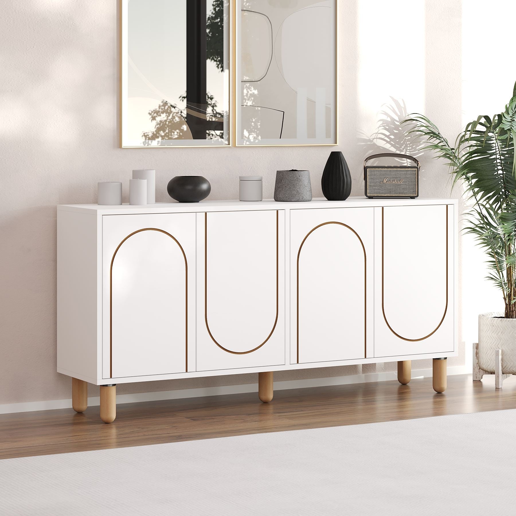 Aparador – 150 cm x 73 cm x 36 cm – Branco – Aglomerado com revestimento de melamina