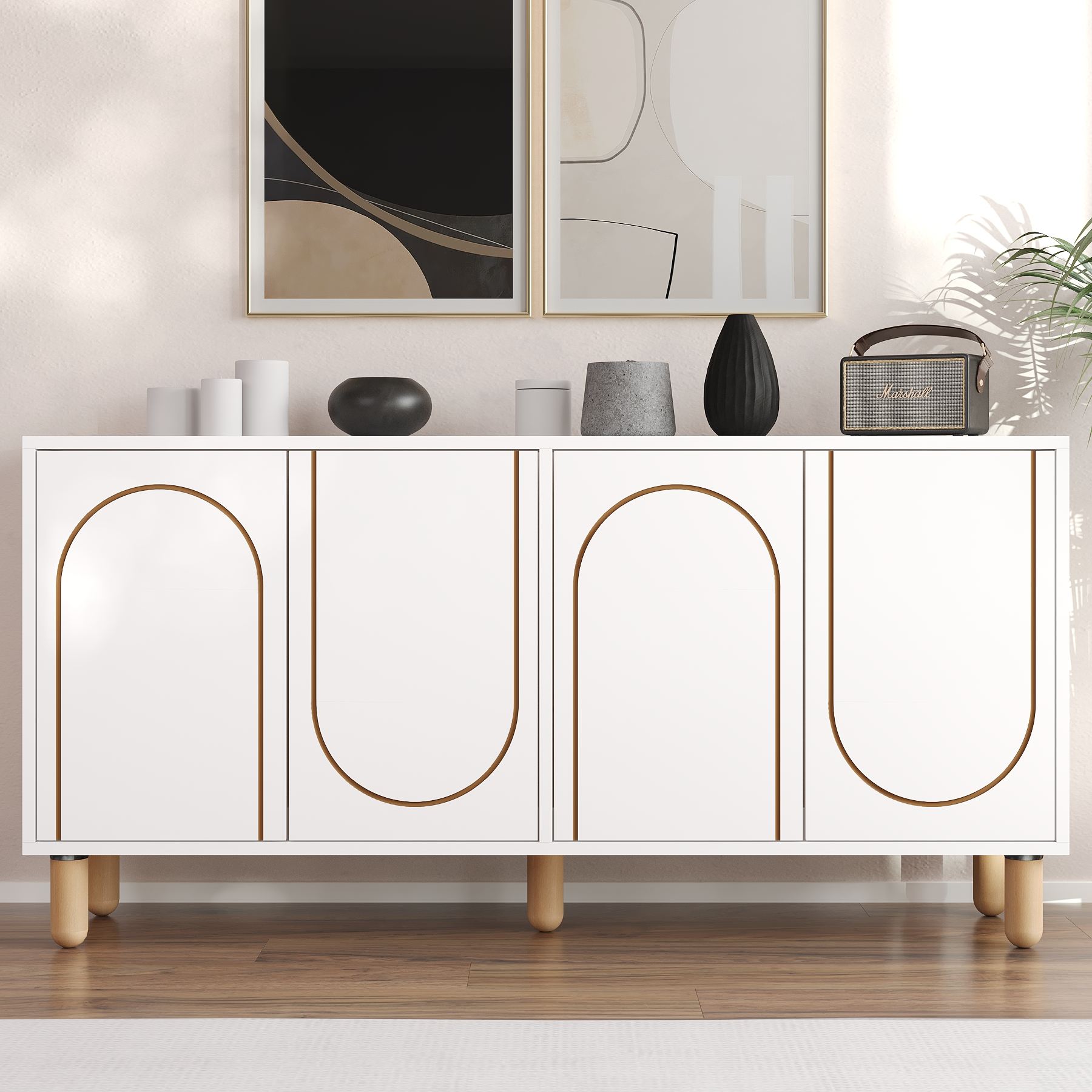 Aparador – 150 cm x 73 cm x 36 cm – Branco – Aglomerado com revestimento de melamina
