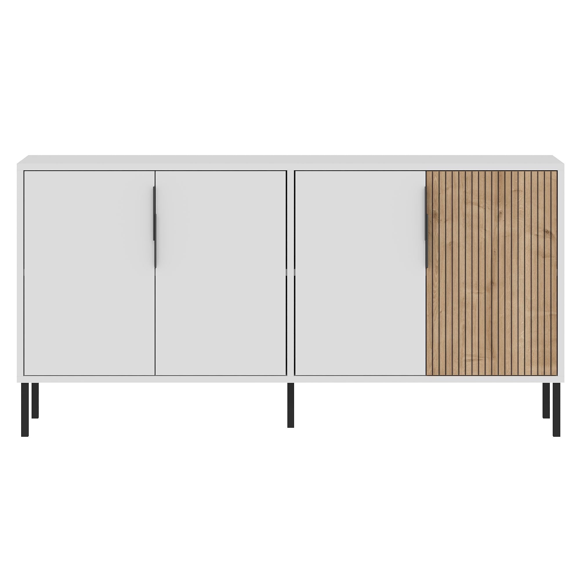 Aparador – 150 cm x 75 cm x 36 cm – Branco e Carvalho Safira – Aglomerado e Metal