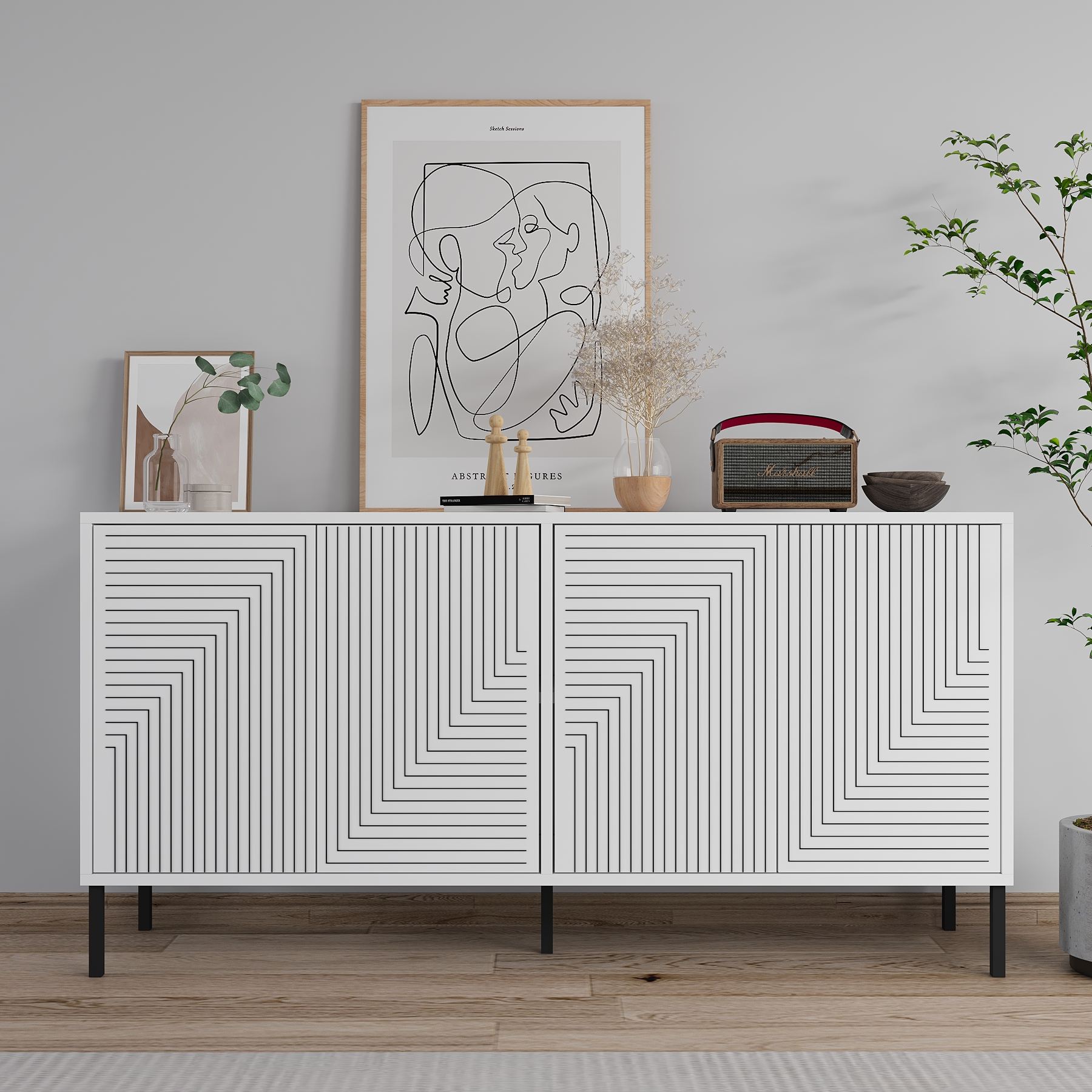 Aparador – 150 cm x 75 cm x 36 cm – Branco – Aglomerado revestido de melamina