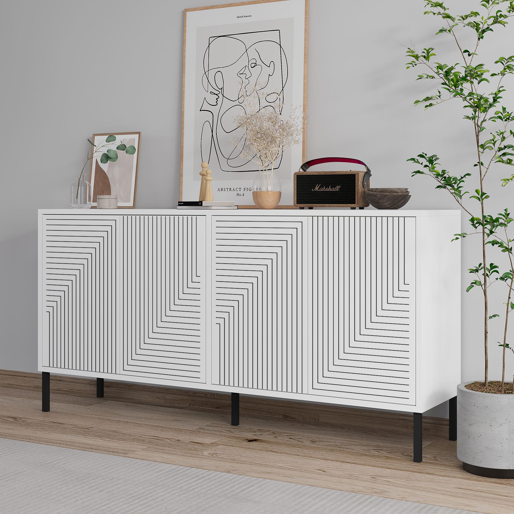 Aparador – 150 cm x 75 cm x 36 cm – Branco – Aglomerado revestido de melamina