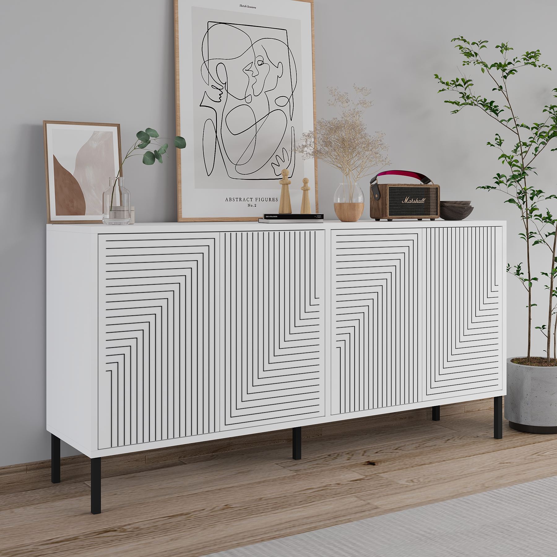 Aparador – 150 cm x 75 cm x 36 cm – Branco – Aglomerado revestido de melamina