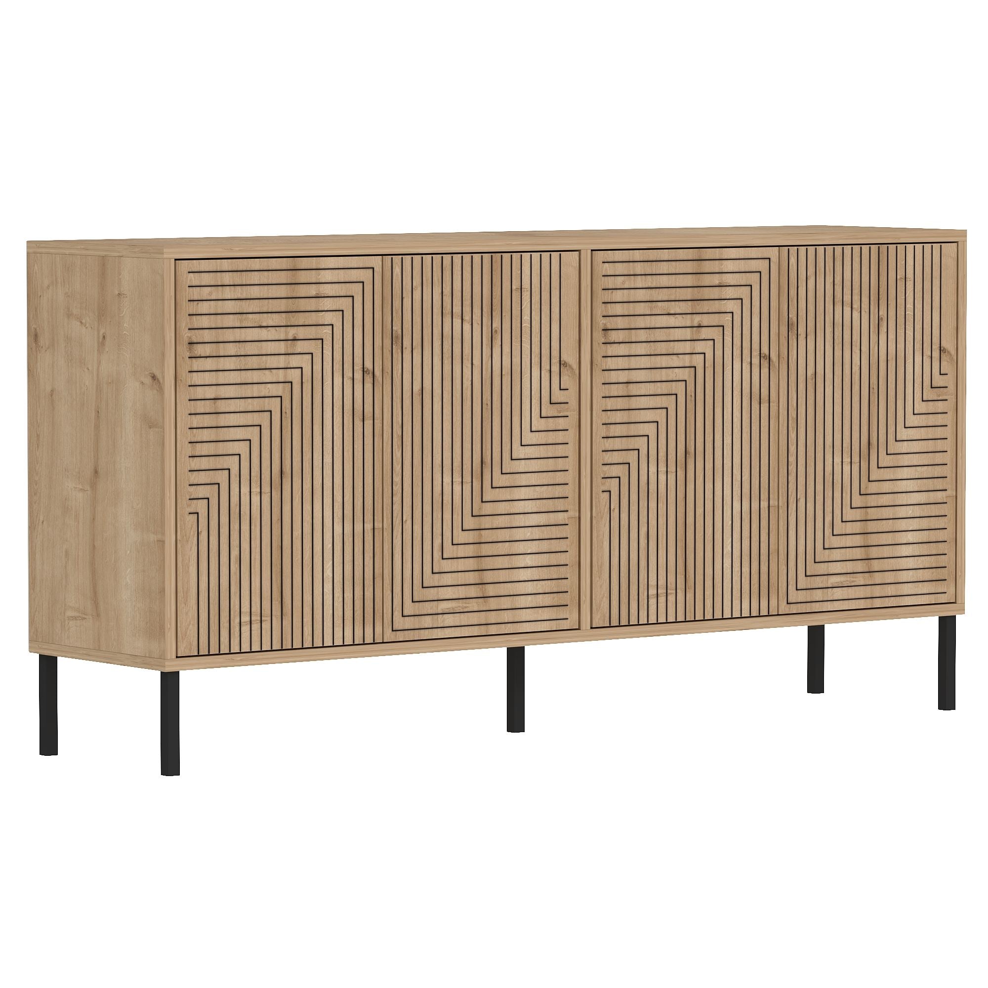 Aparador de Aglomerado – 150cm x 75cm x 36cm – Carvalho Safira – Aglomerado revestido de melamina