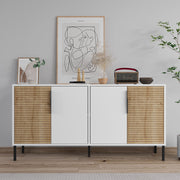 Aparador – 150 cm x 75 cm x 36 cm – Branco e Carvalho Safira – Aglomerado revestido de melamina