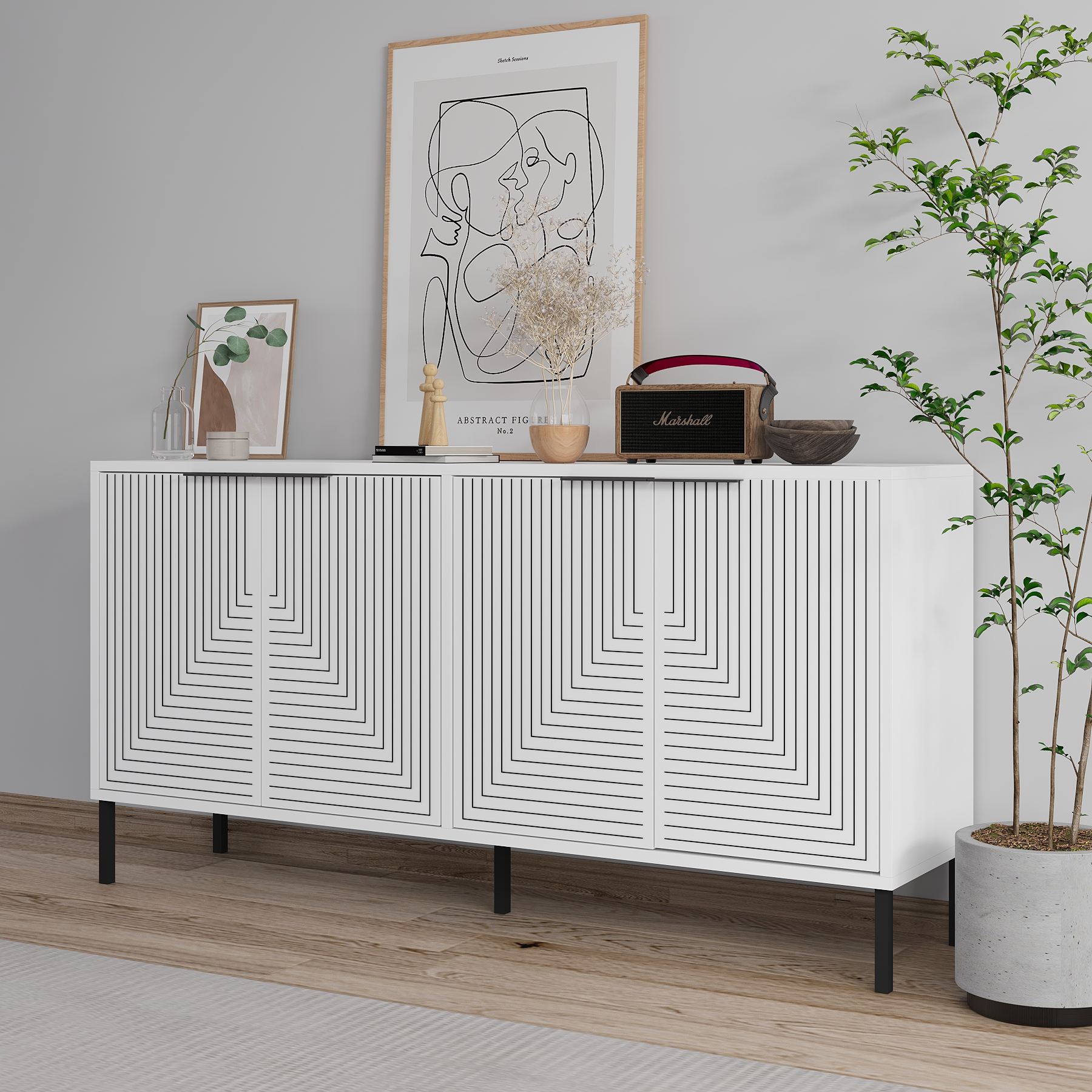Aparador – 150 cm x 75 cm x 36 cm – Branco – Aglomerado