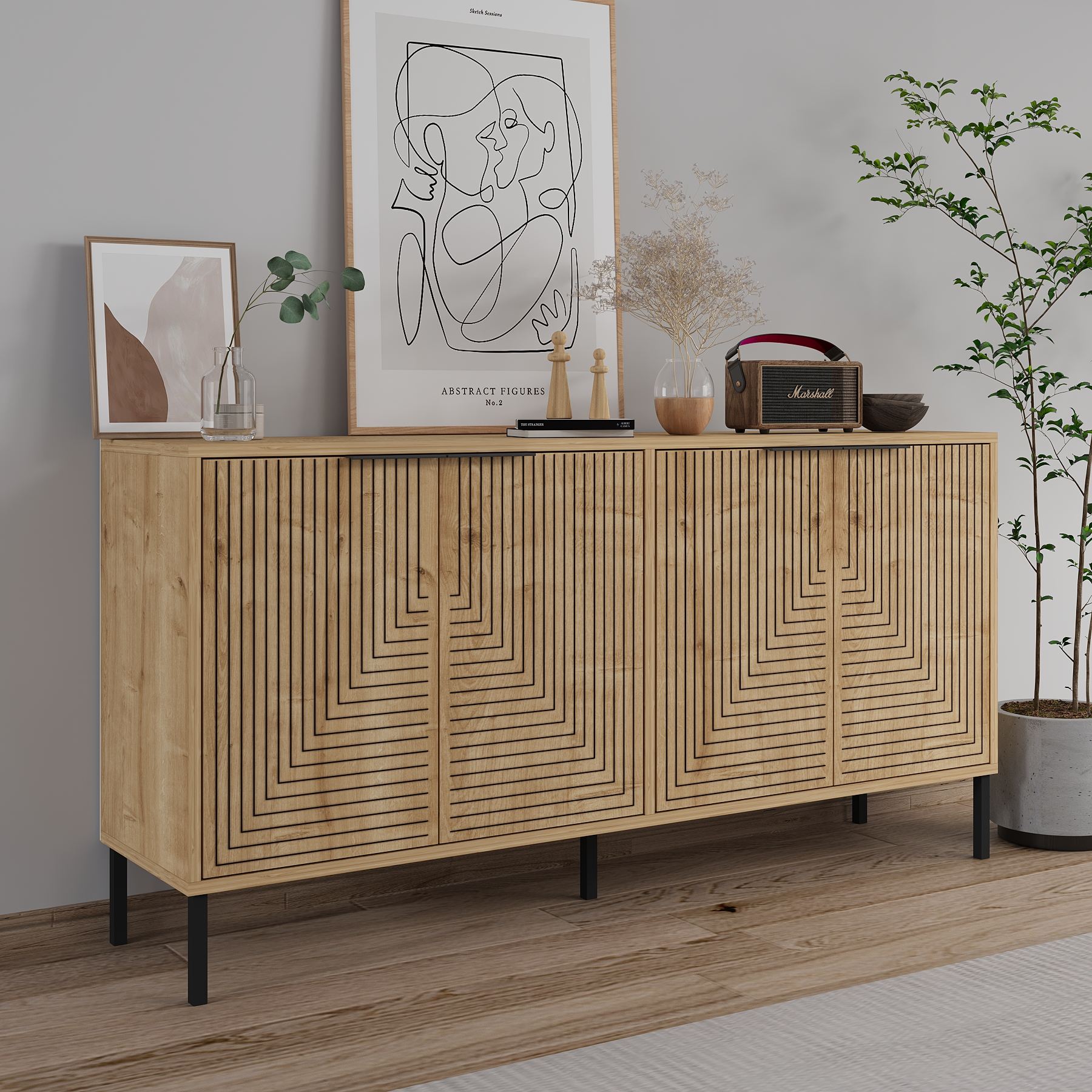 Aparador – 150cm x 75cm x 36cm – Carvalho Safira – Aglomerado