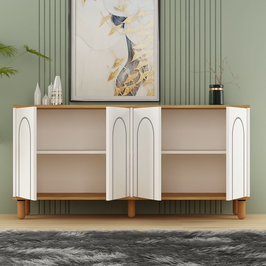 Aparador – 150 cm x 73 cm x 36 cm – Carvalho Safira e Branco – Aglomerado