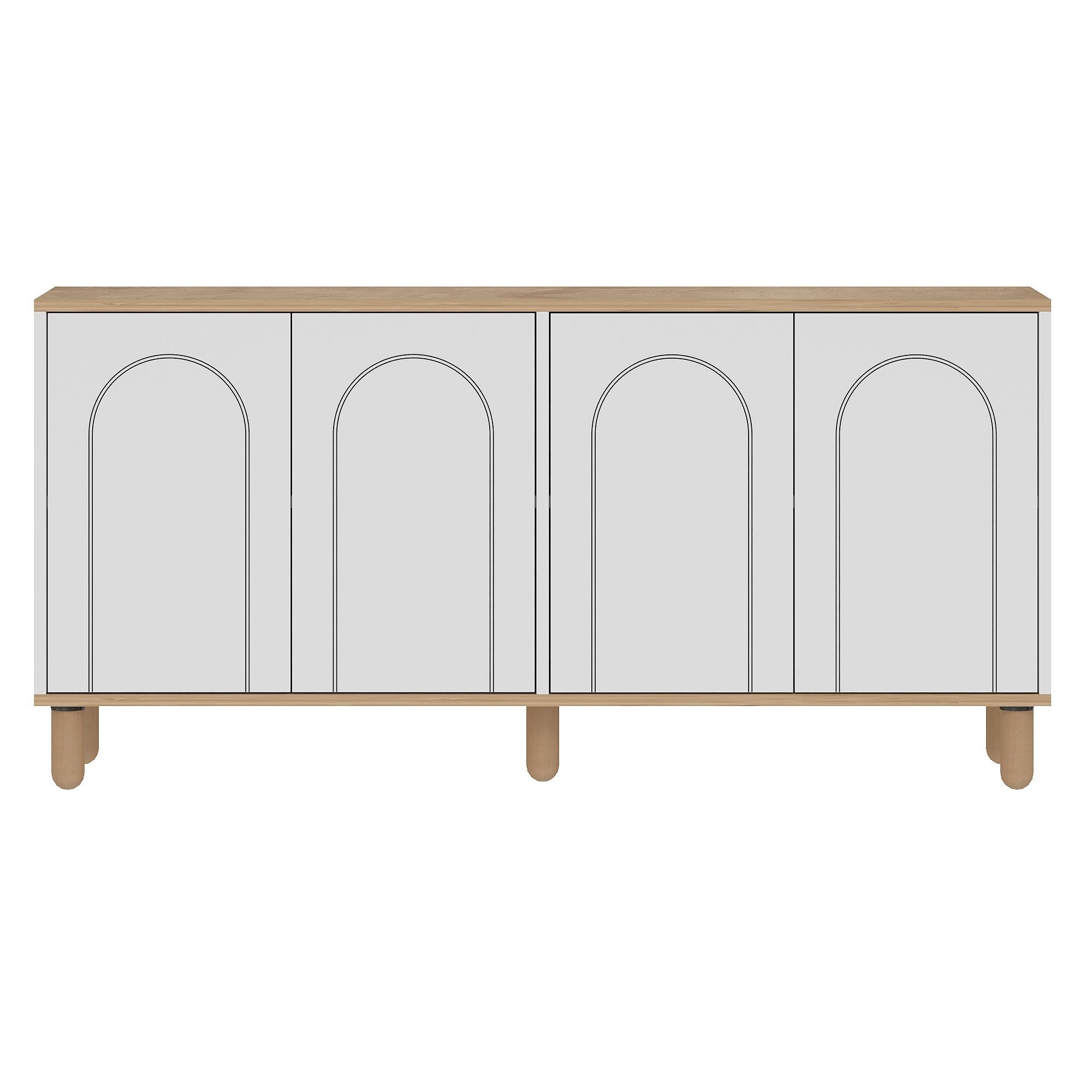 Aparador – 150 cm x 73 cm x 36 cm – Carvalho Safira e Branco – Aglomerado