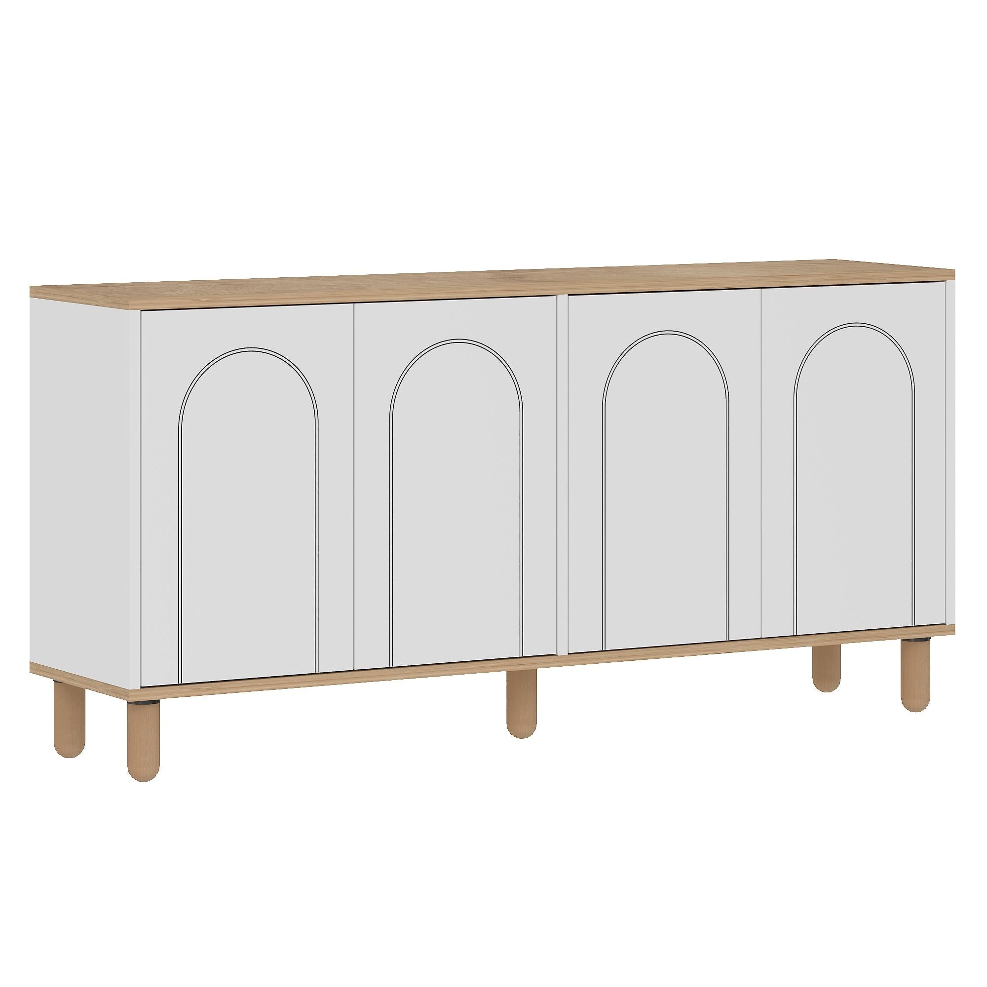 Aparador – 150 cm x 73 cm x 36 cm – Carvalho Safira e Branco – Aglomerado