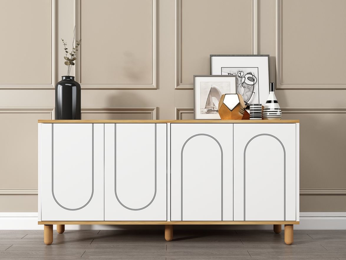 Aparador – 150 cm x 73 cm x 36 cm – Carvalho Safira e Branco – Aglomerado