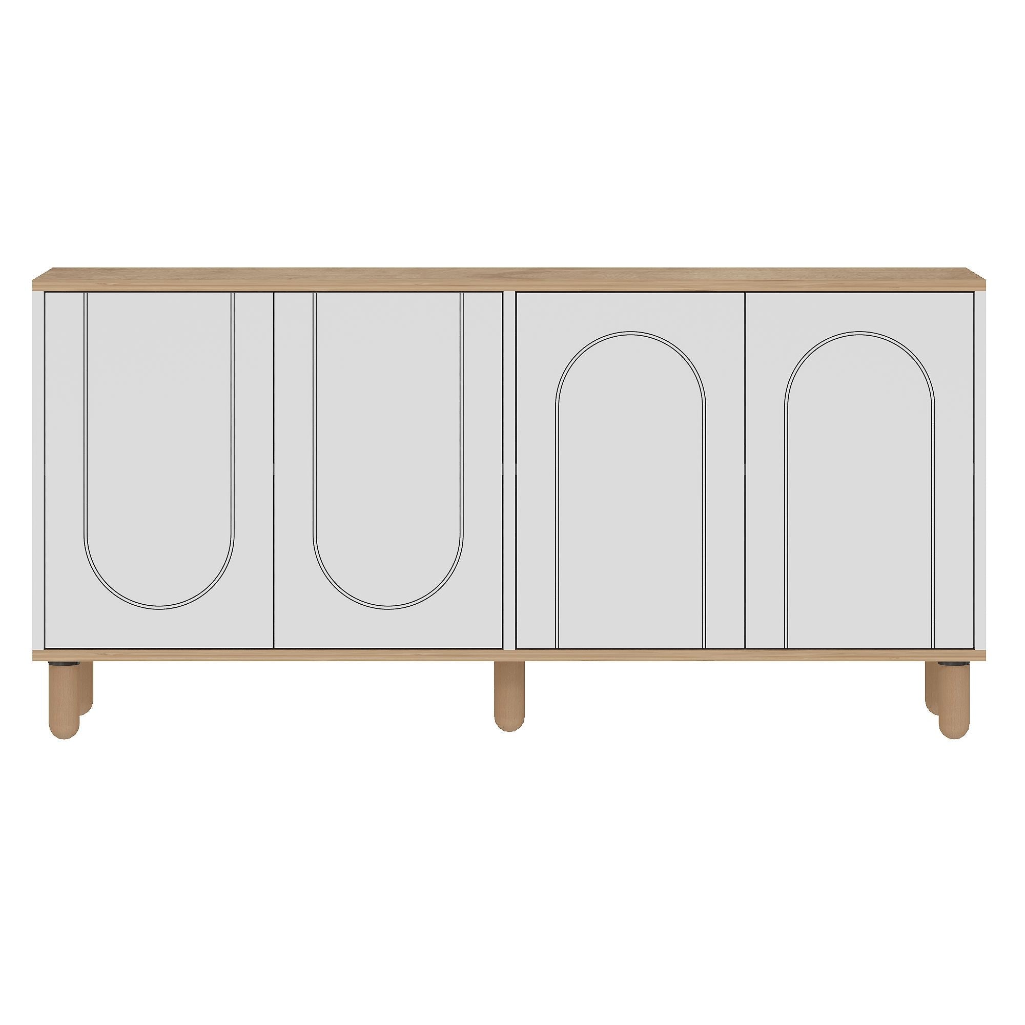 Aparador – 150 cm x 73 cm x 36 cm – Carvalho Safira e Branco – Aglomerado